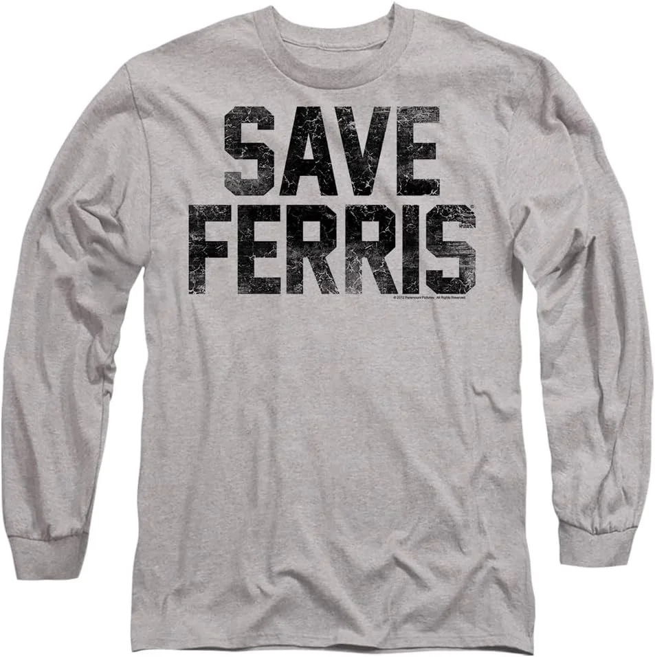 تی شرت آستین بلند مردانه فریس بیولر طرح Save Ferris، رنگ طوسی ورزشی، سایز مدیوم