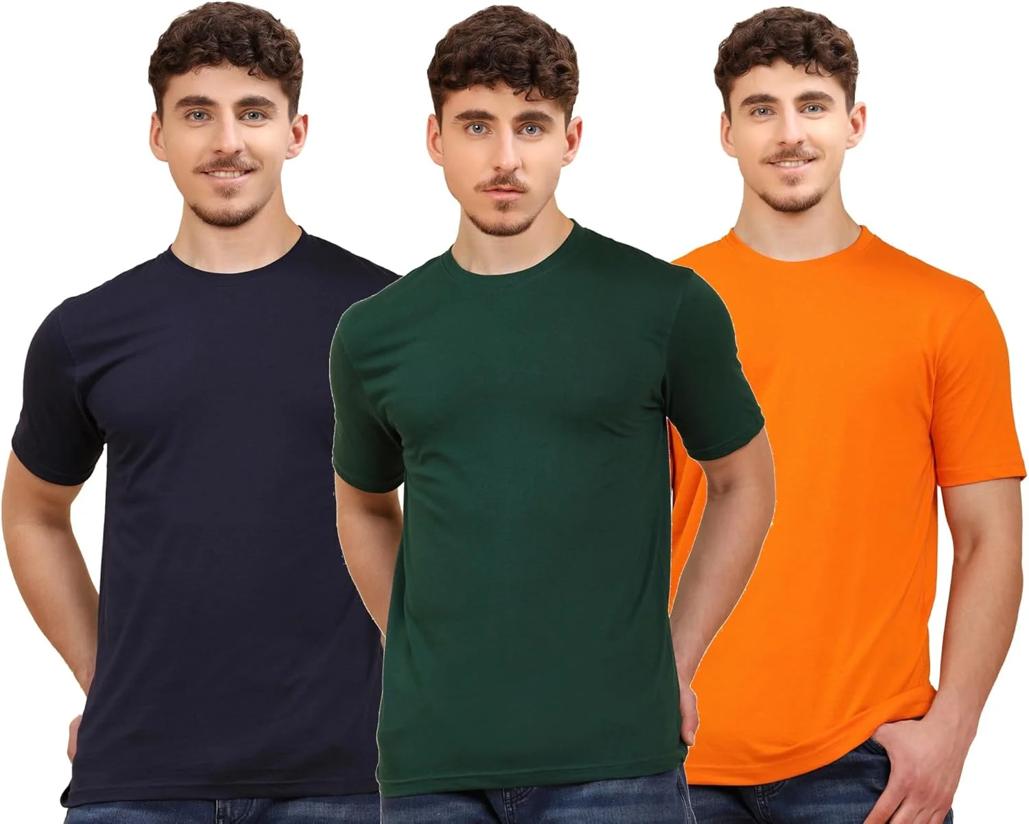 بسته 3 عددی تیشرت مردانه نخی یقه گرد ساده | تیشرت آستین کوتاه با تن خور معمولی برای استفاده روزمره