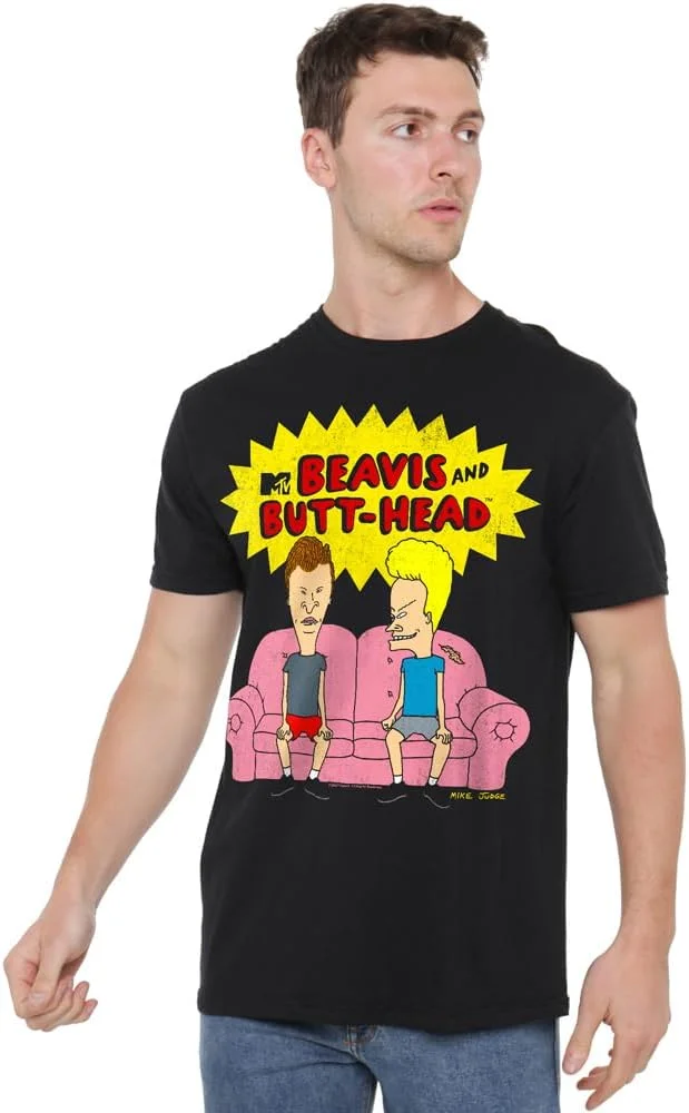 تی شرت طرح Beavis And Butthead مدل لوگو کاناپه، مناسب آقایان و بانوان، مشکی، سایز بزرگ