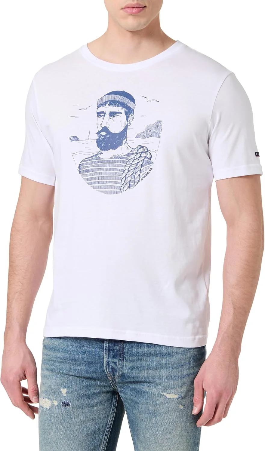 تی شرت آستین کوتاه مردانه Armor Lux با طرح دریایی، از جنس پنبه سبک و یقه گرد