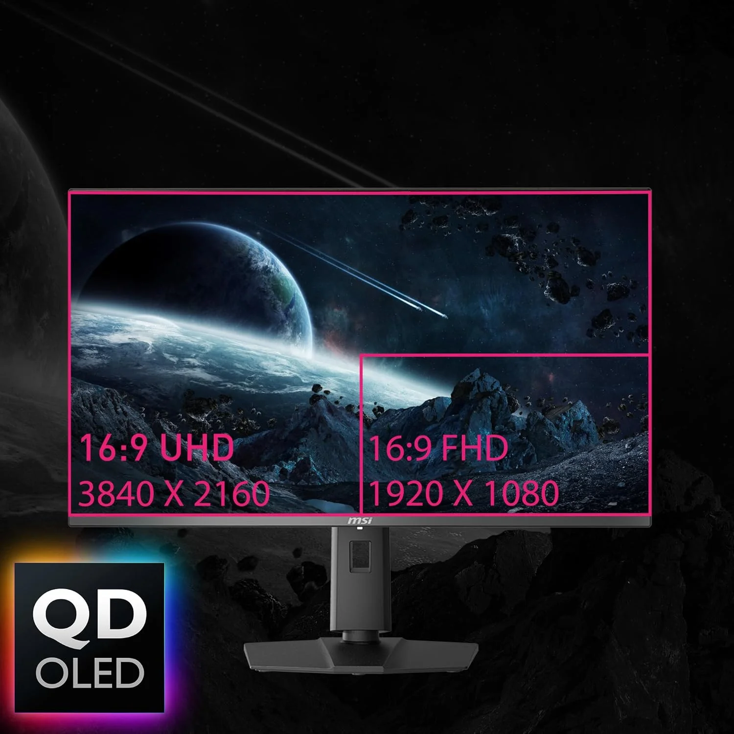 مانیتور گیمینگ 32 اینچی MSI MPG 321URX QD-OLED، رزولوشن 4K UHD، پنل Quantum Dot OLED، ابعاد 3840 x 2160، زمان پاسخگویی 0.03 میلی‌ثانیه، نرخ تازه‌سازی 240 هرتز، True Black HDR 400، پورت USB Type C با توان 90 وات، HDMI، پورت DP