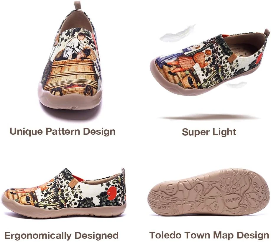 کفش های بوم زنانه UIN، کفش های کتانی مد روز زنانه، کفش های قایقی، کفش های کالج نقاشی شده اورجینال زنانه