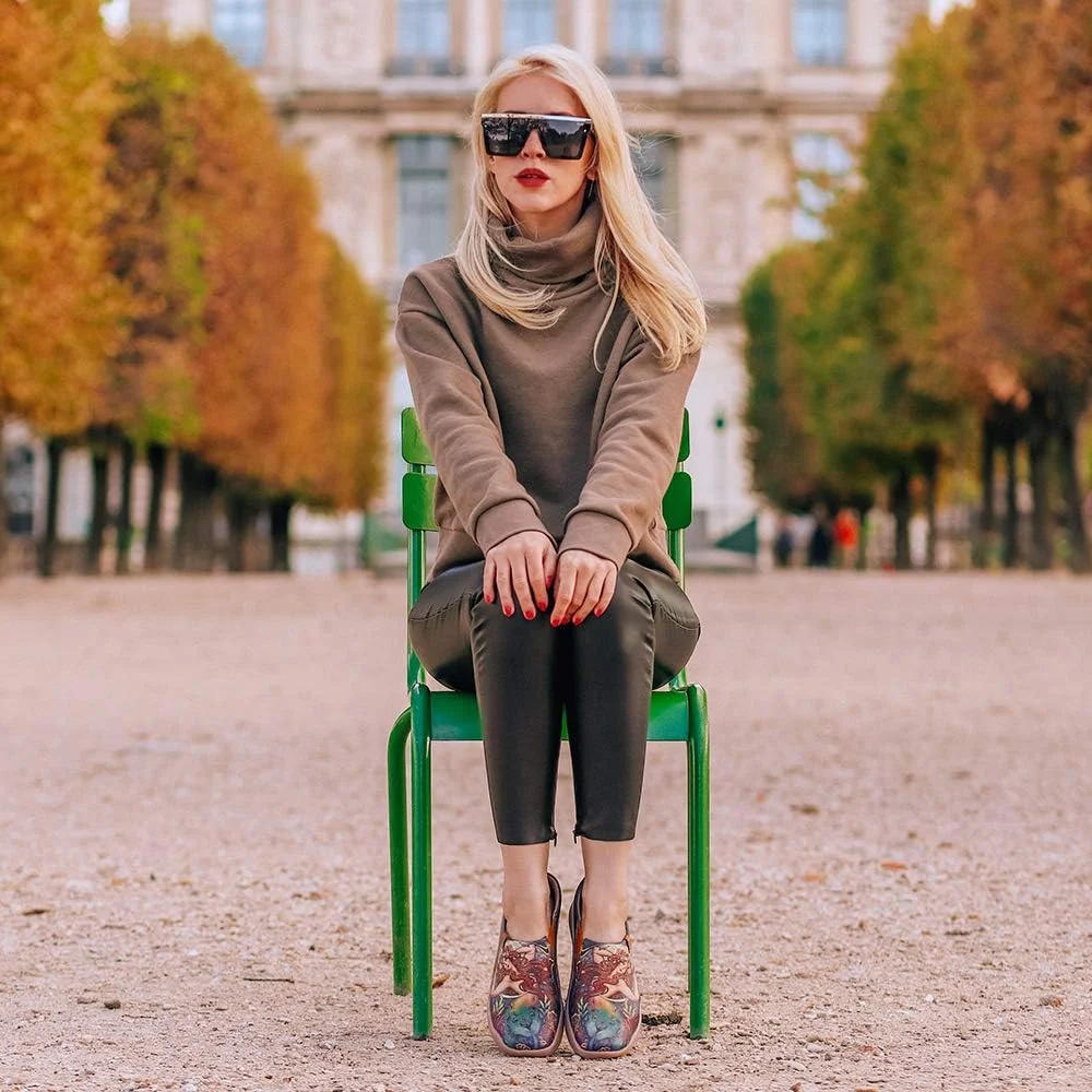 کفش تخت زنانه UIN، کالج های لغزنده، میکروفیبر، راحتی سبک وزن، کفش تخت مد روز