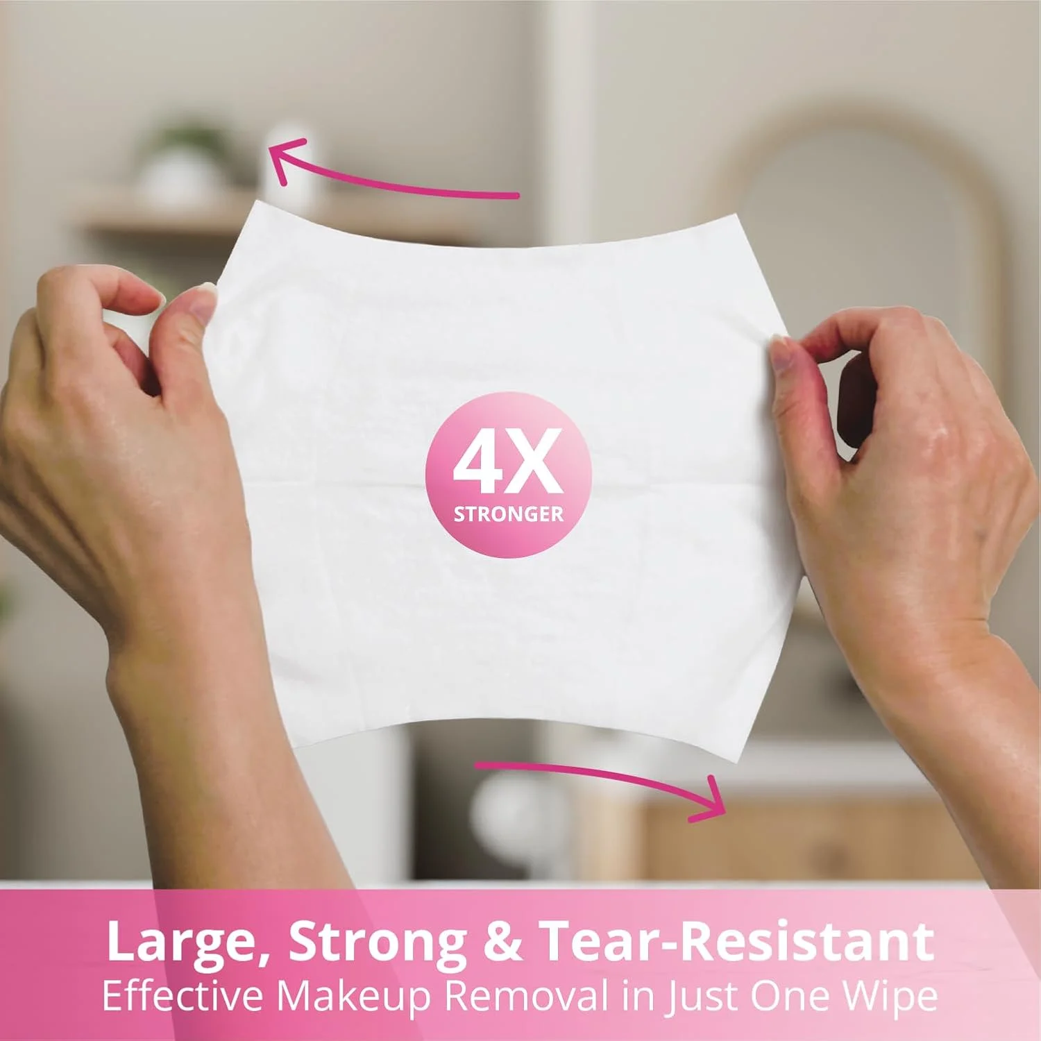 دستمال مرطوب پاک کننده آرایش ایر جانگلز، بسته 25 عددی، سایز کوچک مسافرتی برای پاکسازی صورت و چشم، بدون عطر، بدون الکل، غنی شده با ویتامین E برای انواع پوست