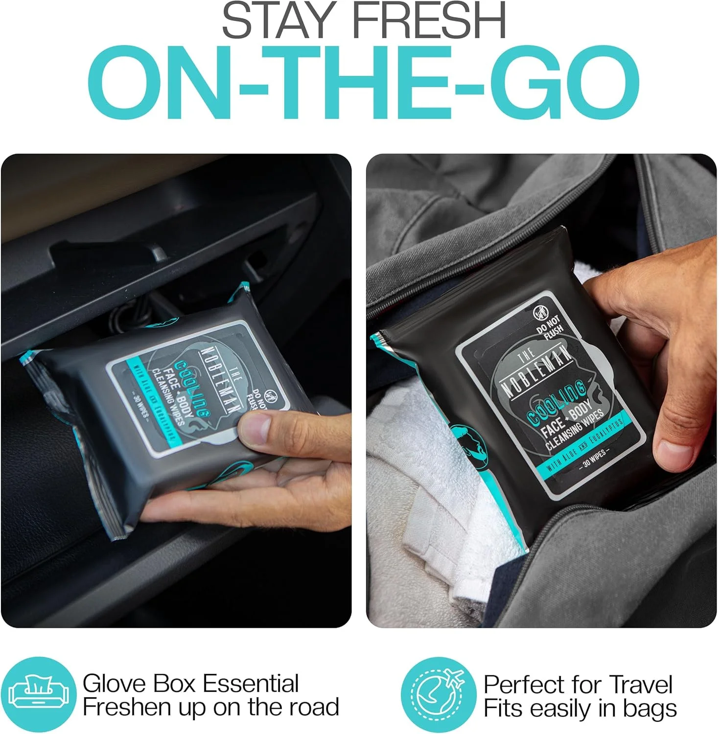 دستمال مرطوب پاک کننده صورت و بدن مردانه نوبلمن، خنک کننده، اکالیپتوس - 30 عدد