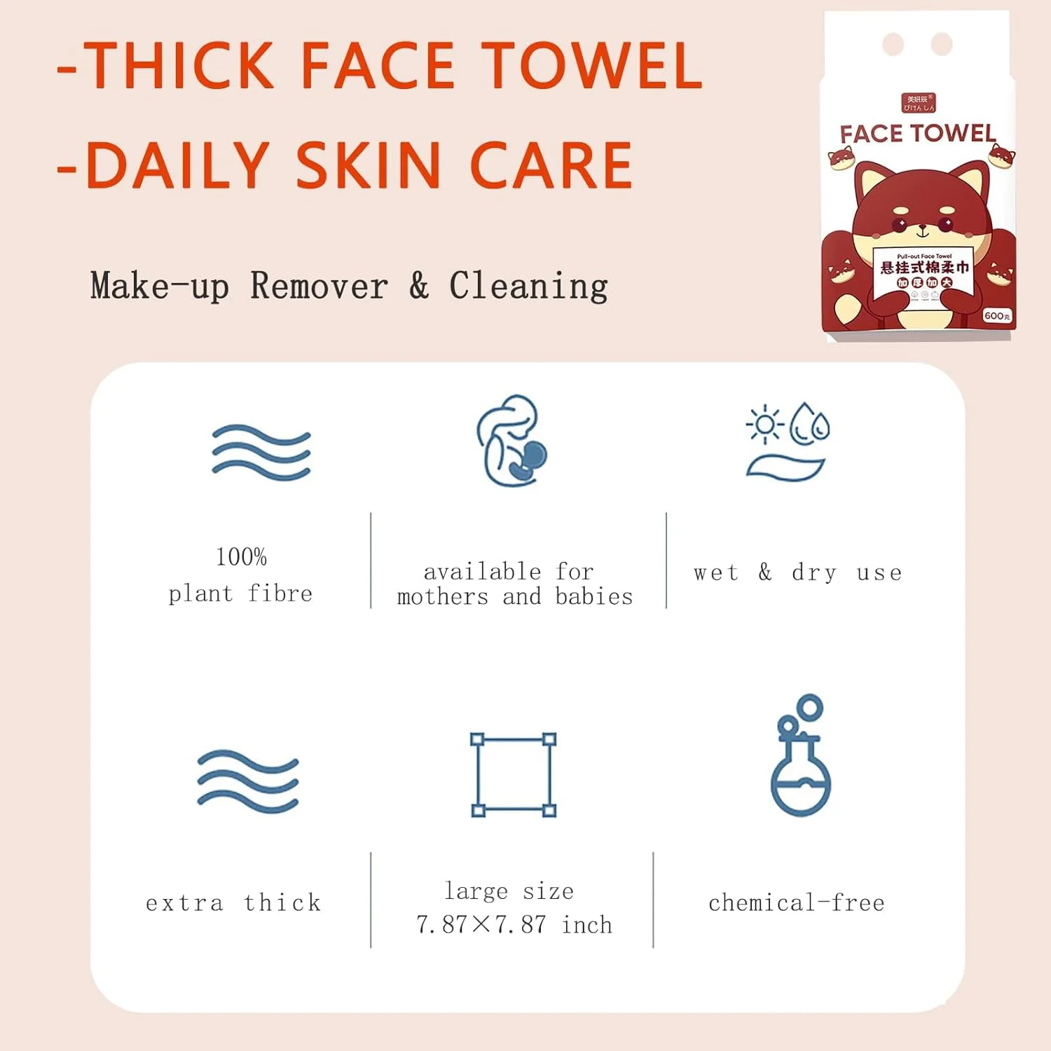 دستمال حوله ای یکبار مصرف پنبه ای صورت، دستمال مرطوب خشک بسیار ضخیم برای پاک کردن آرایش و تمیز کردن، دستمال های نرم برای پوست های حساس، دستمال مرطوب چند منظوره صورت برای مراقبت از پوست، 160 عدد