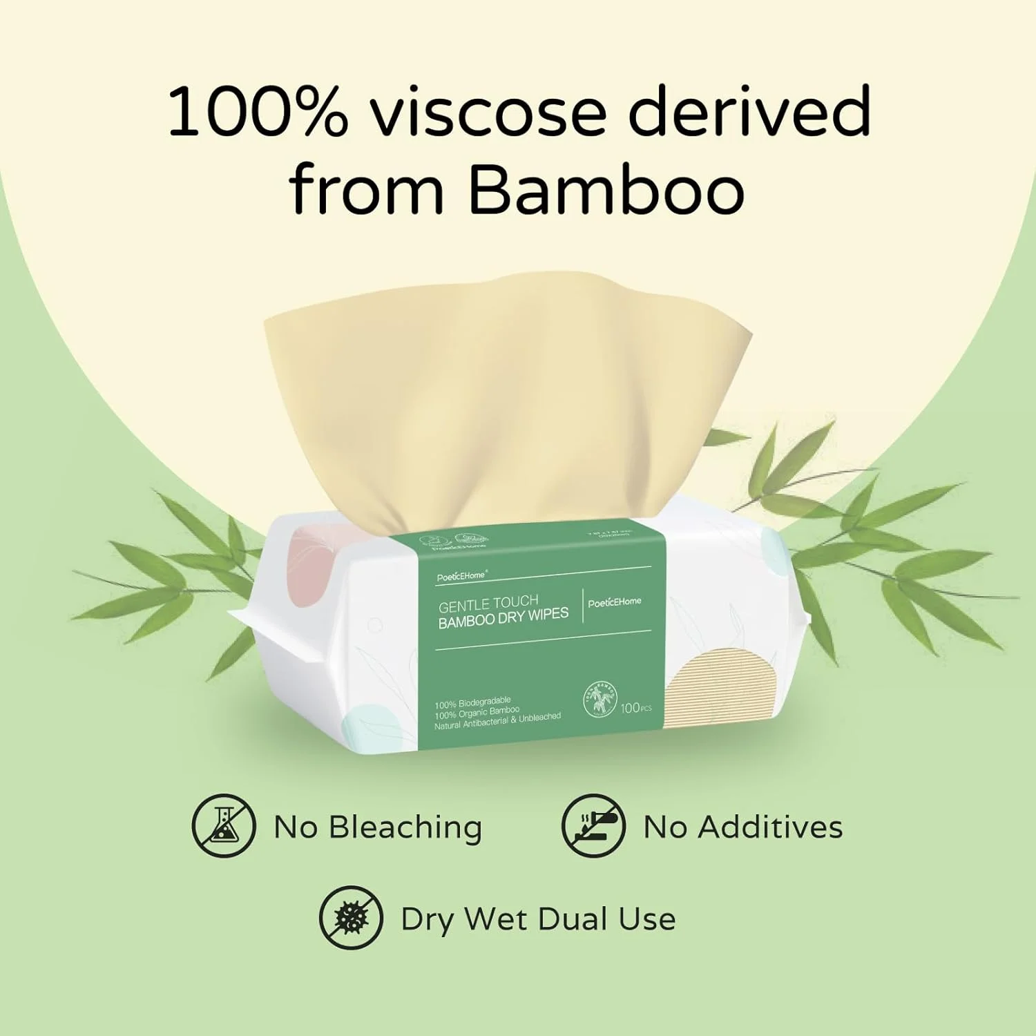 دستمال مرطوب خشک کودک بسیار نرم PoeticEHome، ساخته شده از 100% بامبو خالص برای پوست حساس - دستمال کاغذی صورت بدون عطر و سفید کننده، ضد حساسیت، 2 برابر نرم تر از پنبه - قابل استفاده به صورت مرطوب یا خشک، 400 عدد