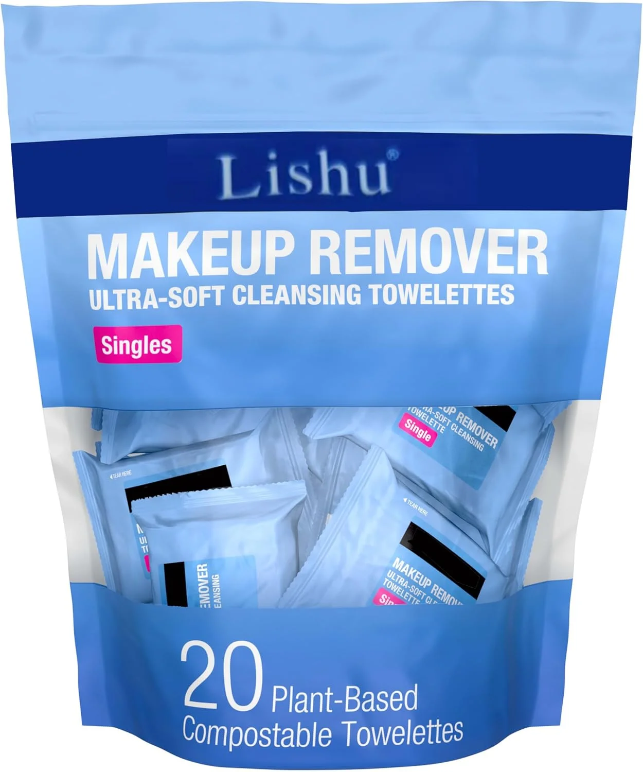 دستمال مرطوب پاک کننده آرایش، دستمال های پاک کننده صورت بدون الکل برای پاک کردن آرایش و چربی، 20 عدد دستمال مرطوب بسته بندی شده جداگانه برای پاکسازی راحت و ملایم