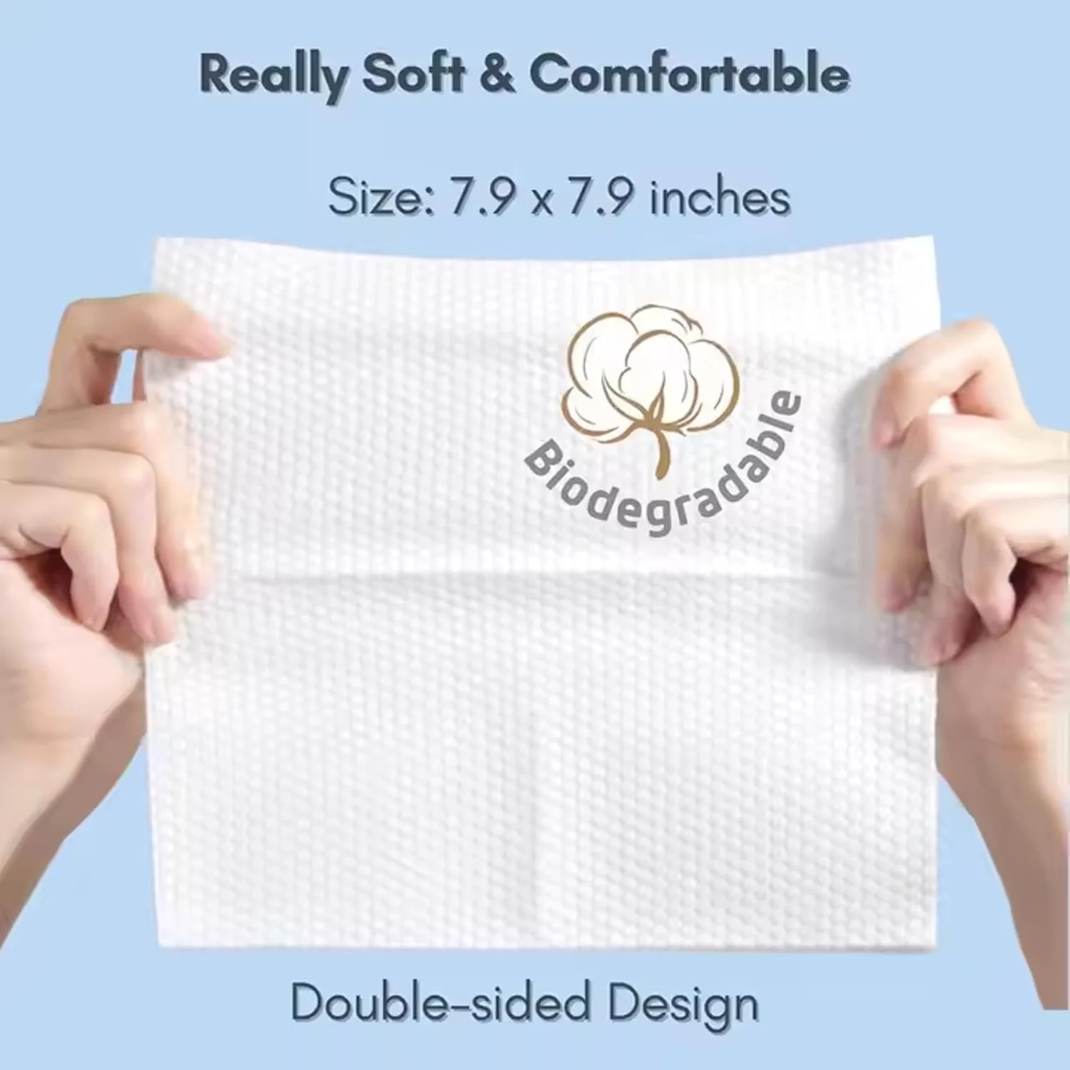 دستمال صورت و پاک کننده آرایش ملو دریفت XL - (بسته 50 عددی) دستمال های نرم و یکبار مصرف صورت برای مراقبت از پوست، پاک کردن آرایش و بهداشت روزانه، سازگار با محیط زیست، تجزیه پذیر، سایز خیلی بزرگ برای صورت و بدن