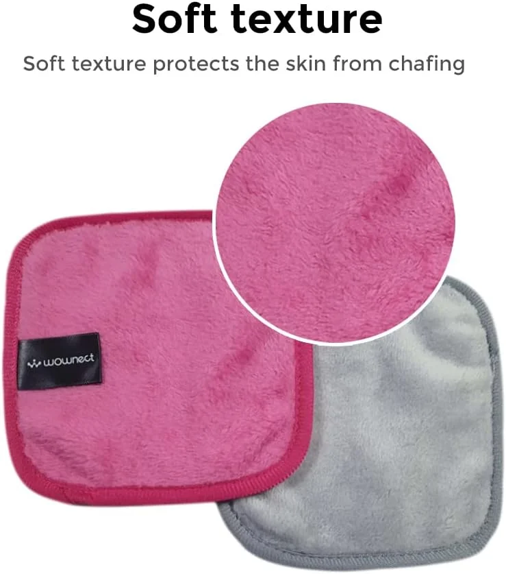 دستمال پاک کننده آرایش صورت Wownect (بسته 4 عددی) از جنس میکروفیبر نرم و قابل استفاده مجدد، قابل شستشو در ماشین لباسشویی، مناسب برای انواع پوست - مشکی