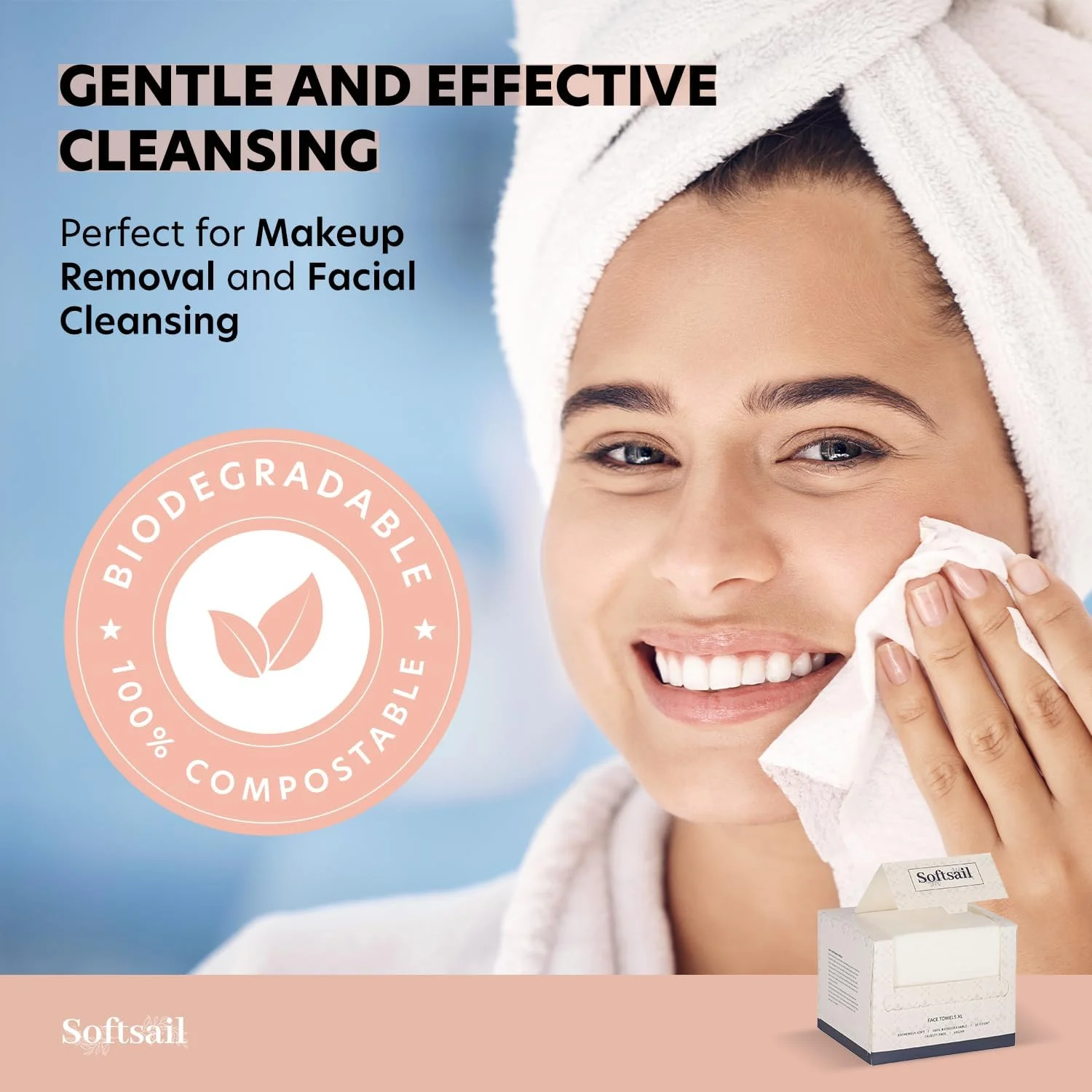 دستمال صورت یکبار مصرف ویسکوز 50 عددی، دستمال مرطوب پاک کننده آرایش، خشک و نرم، دو طرفه، سفید سایز بزرگ