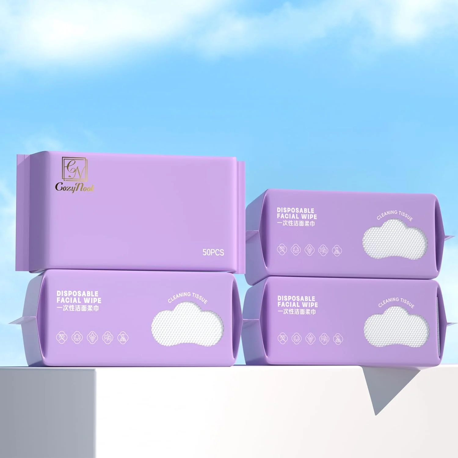 دستمال صورت یکبار مصرف، 4 بسته دستمال مرطوب نرم، دستمال پاک کننده صورت، دستمال پنبه ای، دستمال مرطوب و خشک، دستمال پاک کننده آرایش برای مراقبت از پوست (200 عدد)