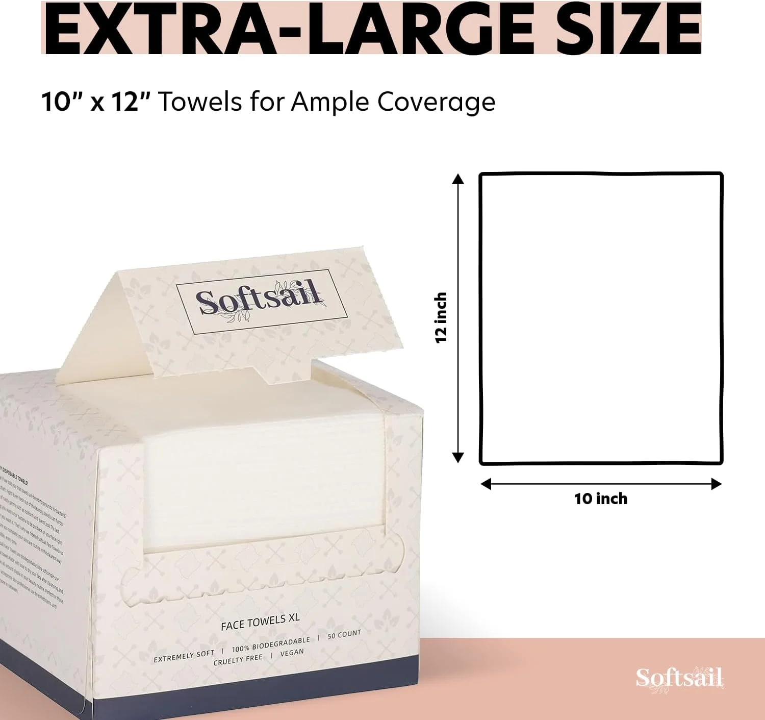 دستمال صورت یکبار مصرف ویسکوز 50 عددی، دستمال مرطوب پاک کننده آرایش، خشک و نرم، دو طرفه، سفید سایز بزرگ