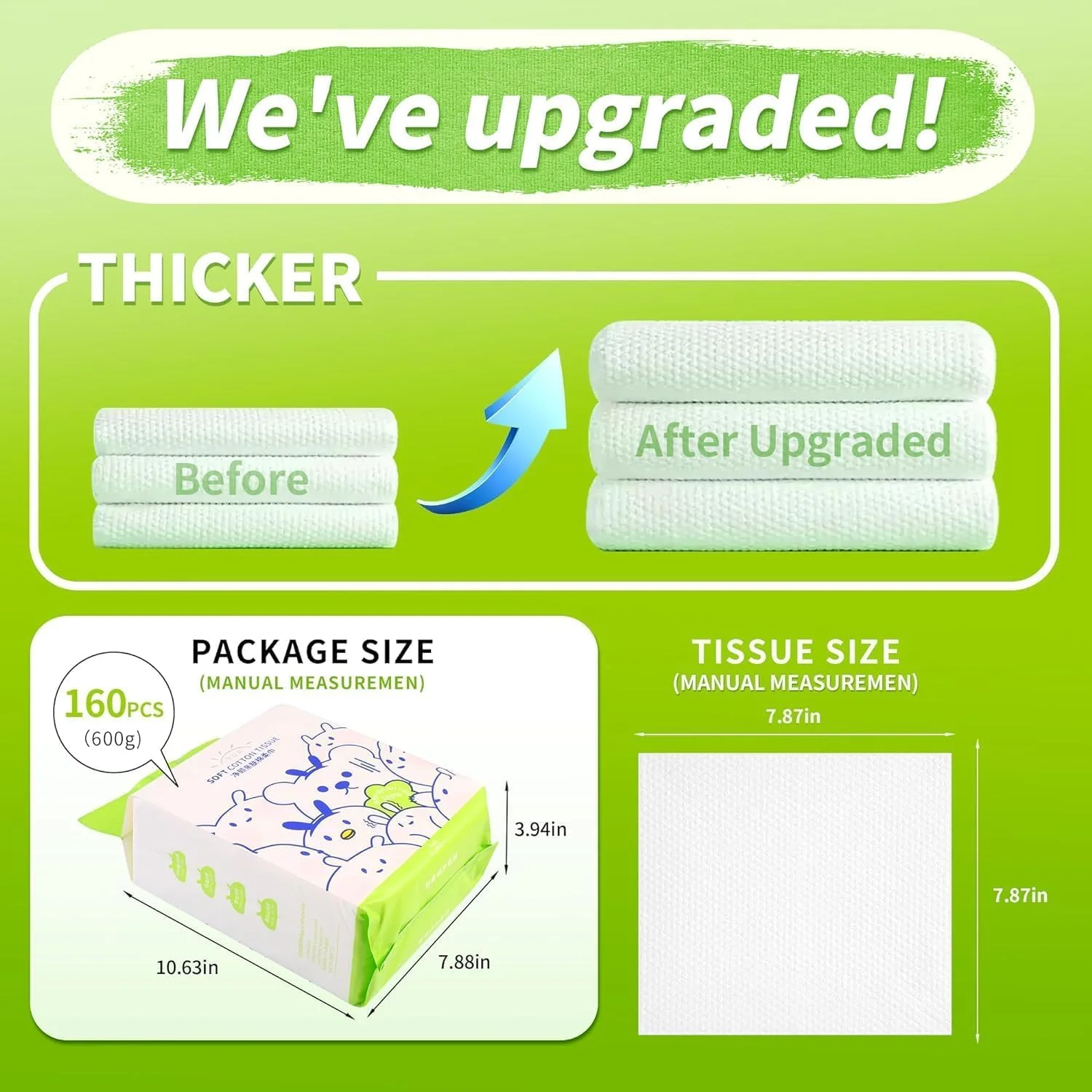 دستمال مرطوب خشک پنبه ای نالاکال، 156 عدد، حوله صورت، دستمال صورت یکبار مصرف 100% پنبه ای برای خشک کردن صورت، حوله های فوق العاده نرم و ضخیم بدون پرز برای پوست حساس (سفید)