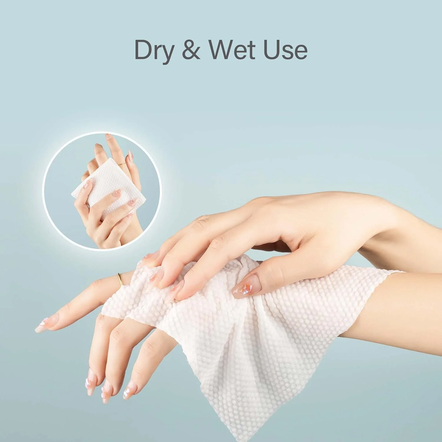 دستمال صورت یکبار مصرف، 4 بسته دستمال مرطوب نرم، دستمال پاک کننده صورت، دستمال پنبه ای، دستمال مرطوب و خشک، دستمال پاک کننده آرایش برای مراقبت از پوست (200 عدد)