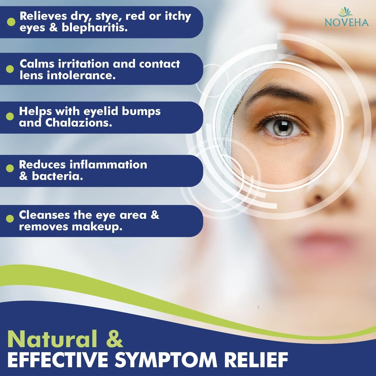 دستمال مرطوب بهداشتی روزانه پلک و مژه نووهه | برای بلفاریت و خارش چشم، جعبه 60 عددی دستمال مرطوب مژه بسته بندی شده جداگانه، پاک کننده آرایش طبیعی و پاک کننده روزانه