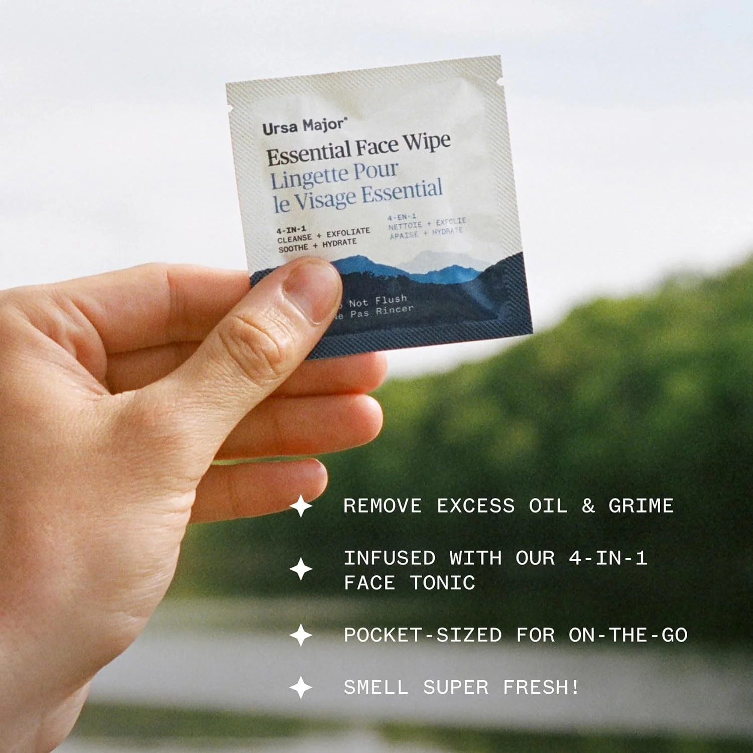 دستمال مرطوب صورت Ursa Major | طبیعی، تجزیه پذیر، بدون تست حیوانی | پاک کننده، لایه بردار، تسکین دهنده و آبرسان | 40 عدد