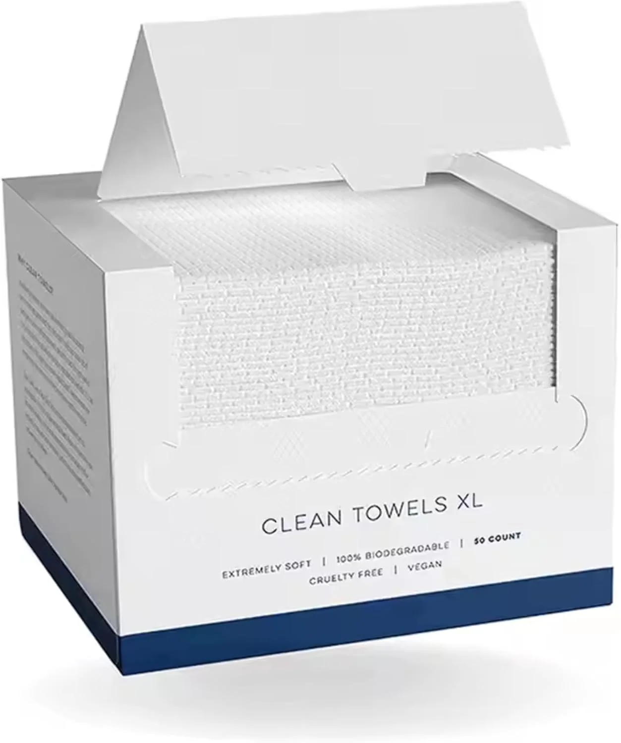 دستمال‌های تمیزکننده صورت یکبار مصرف XL [یک بسته - 50 عدد] ارگانیک و بدون تست حیوانی، دستمال مرطوب پاک کننده آرایش / فوق العاده نرم، دستمال صورت، دستمال پاک کننده صورت برای پوست های حساس و مستعد آکنه، بدون پرز، فوق العاده جاذب