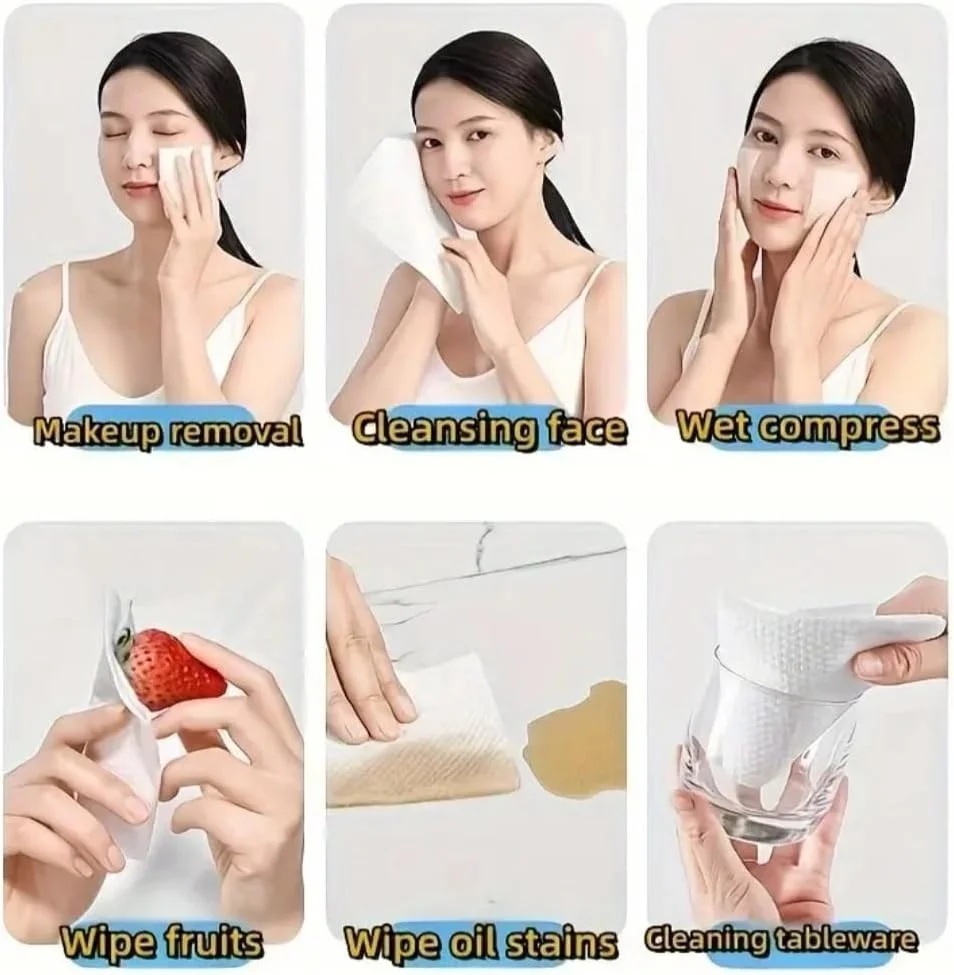 دستمال های صورت یکبار مصرف، دستمال مرطوب پاک کننده صورت پنبه ای بسیار ضخیم، پاک کننده آرایش و دستمال های مراقبت از پوست، استفاده خشک یا مرطوب، بسته بزرگ برای پاکسازی روزانه صورت، 170 عدد