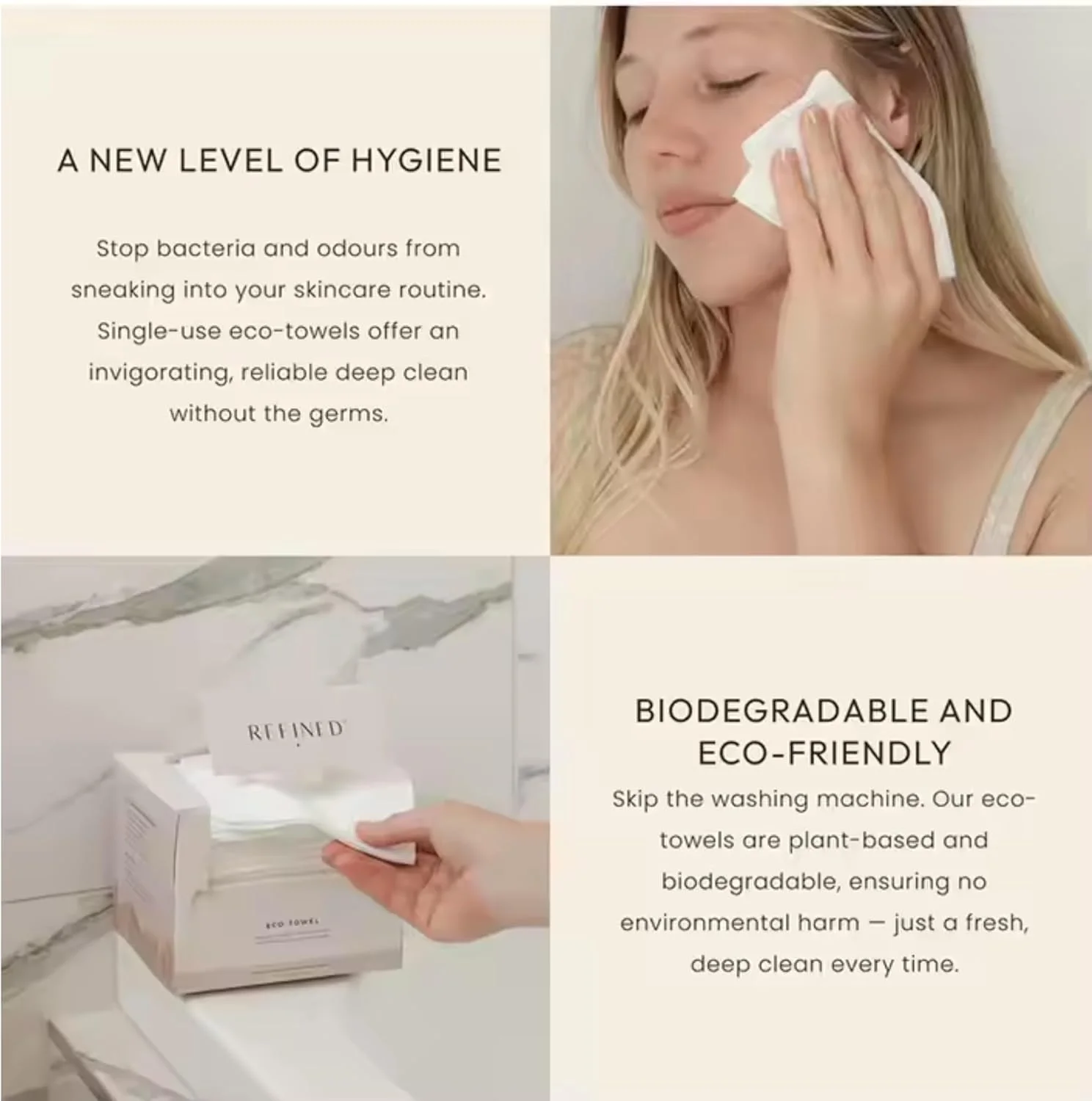 دستمال‌های تمیزکننده صورت یکبار مصرف XL [یک بسته - 50 عدد] ارگانیک و بدون تست حیوانی، دستمال مرطوب پاک کننده آرایش / فوق العاده نرم، دستمال صورت، دستمال پاک کننده صورت برای پوست های حساس و مستعد آکنه، بدون پرز، فوق العاده جاذب