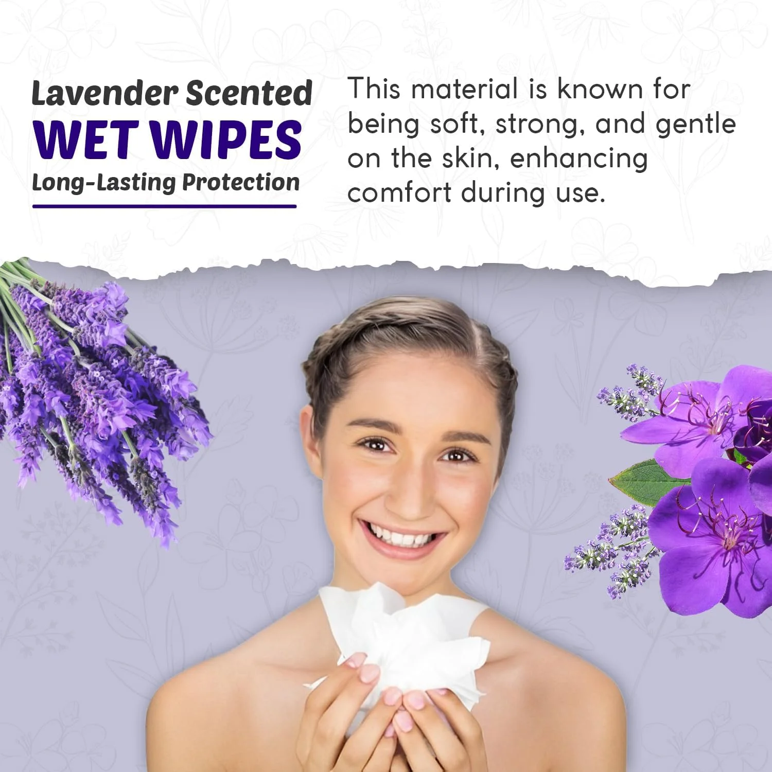 دستمال مرطوب برای تمیز کردن و ضدعفونی دست، با رایحه اسطوخودوس، مرطوب کننده، مناسب سفر، ضد حساسیت، دستمال همه منظوره، مناسب برای بزرگسالان و کودکان (بنفش، بسته 3 عددی)