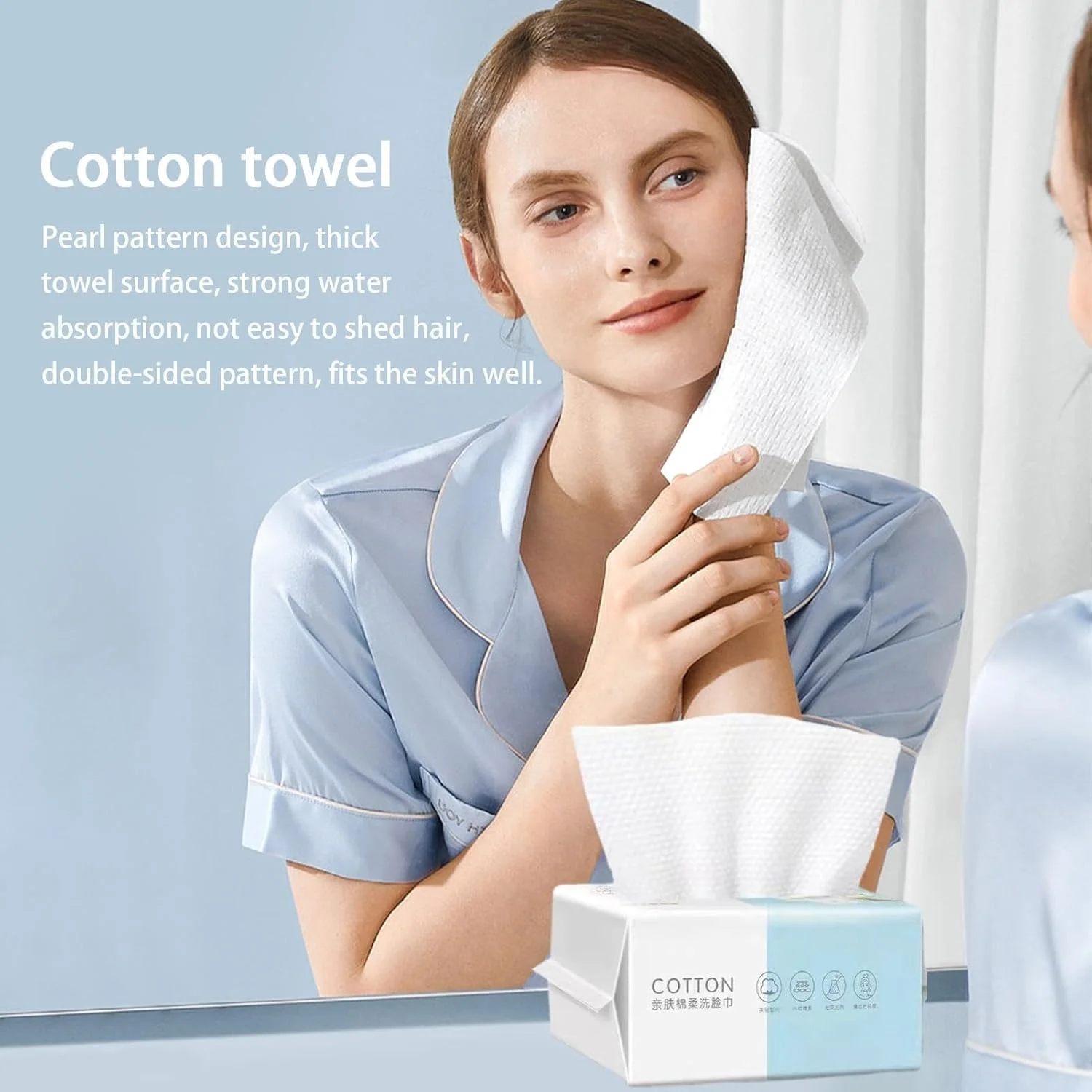 دستمال های پاک کننده آرایش - دستمال های فوق العاده نرم و ضخیم برای پاکسازی ملایم صورت، دستمال های بزرگ و خشک صورت با قابلیت استفاده مجدد (بدون پرز، ایده آل برای پاک کردن آرایش و مراقبت از پوست، 100 عدد)