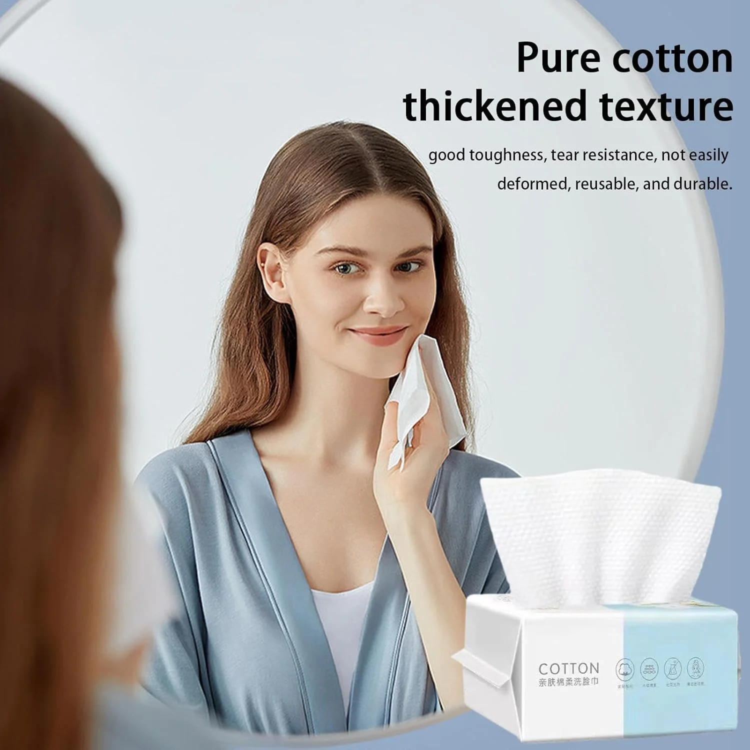دستمال های پاک کننده آرایش - دستمال های فوق العاده نرم و ضخیم برای پاکسازی ملایم صورت، دستمال های بزرگ و خشک صورت با قابلیت استفاده مجدد (بدون پرز، ایده آل برای پاک کردن آرایش و مراقبت از پوست، 100 عدد)