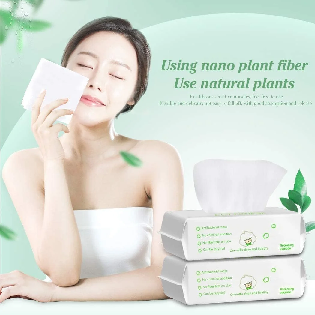 دستمال صورت یکبار مصرف، 1 بسته 100 عددی دستمال پنبه ای صورت، دستمال خشک پنبه خالص، دستمال پاک کننده آرایش نرم برای پوست حساس، دستمال مرطوب صورت قابل حمل، دستمال مرطوب کودک، دستمال مرطوب صورت، دستمال مرطوب پاک کننده، قابل جابجایی