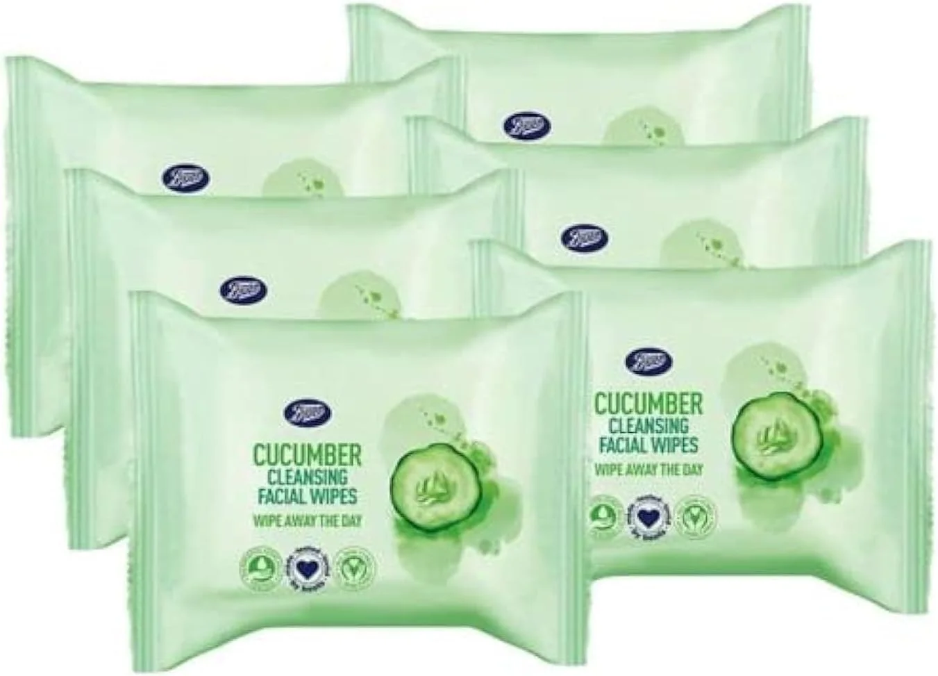 دستمال مرطوب پاک کننده آرایش خیار بوتس 25 عددی بسته 6 عددی