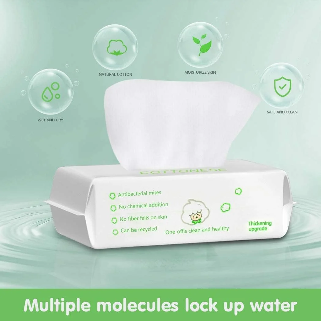 دستمال صورت یکبار مصرف، 1 بسته 100 عددی دستمال پنبه ای صورت، دستمال خشک پنبه خالص، دستمال پاک کننده آرایش نرم برای پوست حساس، دستمال مرطوب صورت قابل حمل، دستمال مرطوب کودک، دستمال مرطوب صورت، دستمال مرطوب پاک کننده، قابل جابجایی