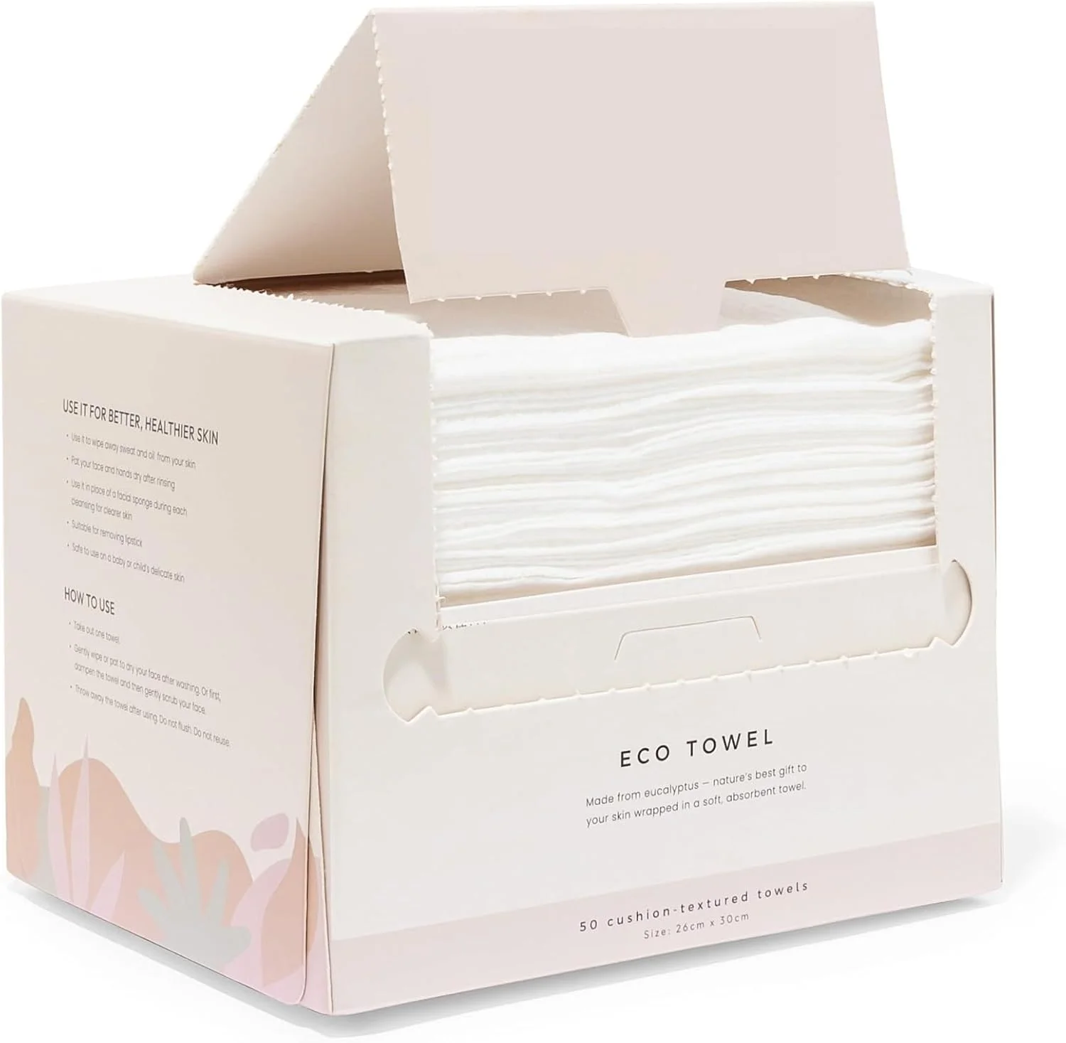 دستمال صورت یکبار مصرف FIXWAL، 25x30 سانتی متر، دستمال خشک فوق العاده نرم و زیستی برای پوست های حساس و مستعد آکنه، دستمال های ضخیم و بدون پرز و فوق العاده جاذب صورت، پاک کننده آرایش و دستمال های پاک کننده، جعبه 50 عددی