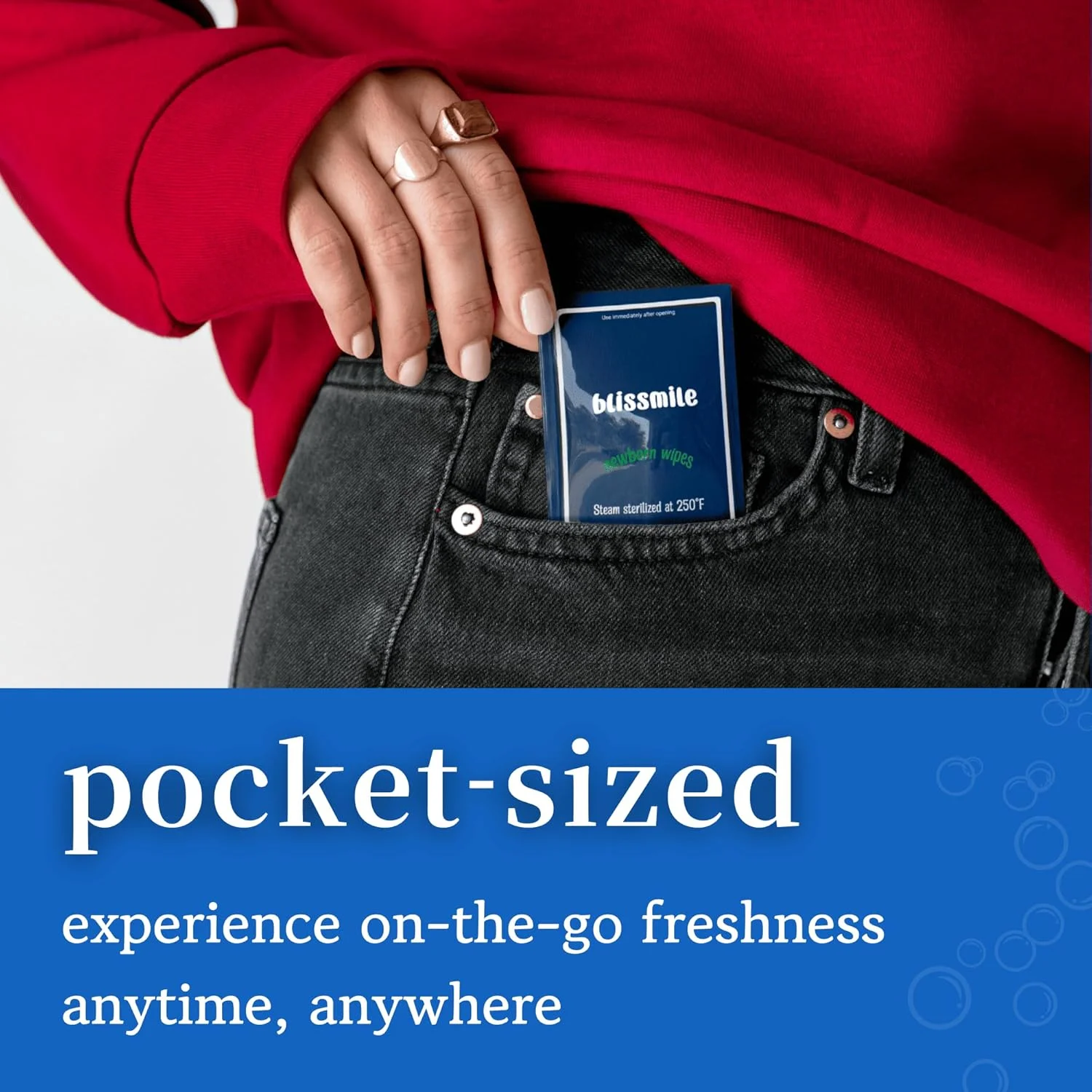 دستمال مرطوب کودک مسافرتی - فقط آب و پنبه - بدون عطر و ضد حساسیت - دستمال مرطوب های تکی بسته بندی شده - دستمال مرطوب قابل حمل برای کودک