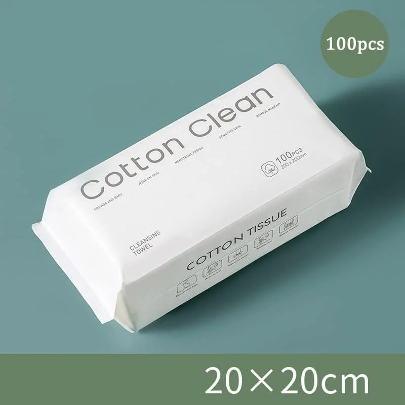 دستمال صورت یکبار مصرف بزرگ، دستمال پنبه ای پاک کننده آرایش صورت، چشم و ناخن، دستمال پنبه ای چند منظوره برای مراقبت از پوست، پدهای پنبه ای قابل استفاده مجدد، مناسب برای استفاده مرطوب و خشک (3 بسته 100 عددی)