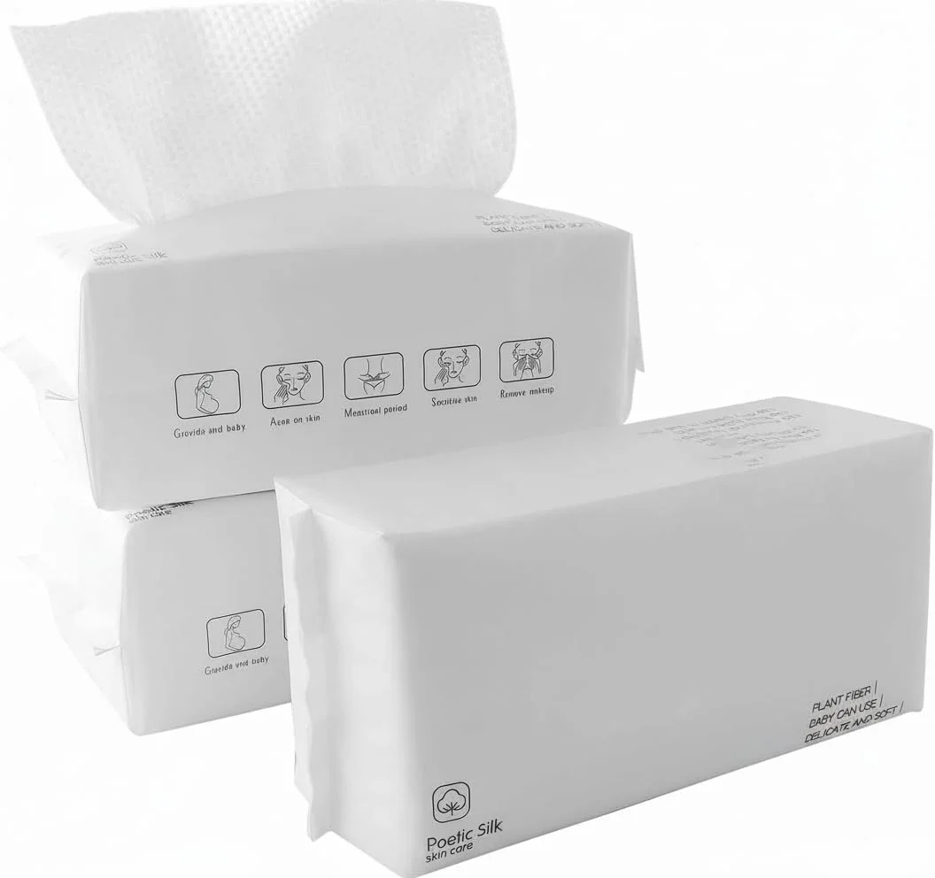 دستمال صورت یکبار مصرف NALACAL، دستمال‌های پنبه‌ای پاک کننده آرایش صورت، دستمال مرطوب پاک کننده روزانه، به آرامی آرایش را پاک می‌کند، بدون پرز برای آرایش صورت پوست حساس، 3 بسته 100 عددی