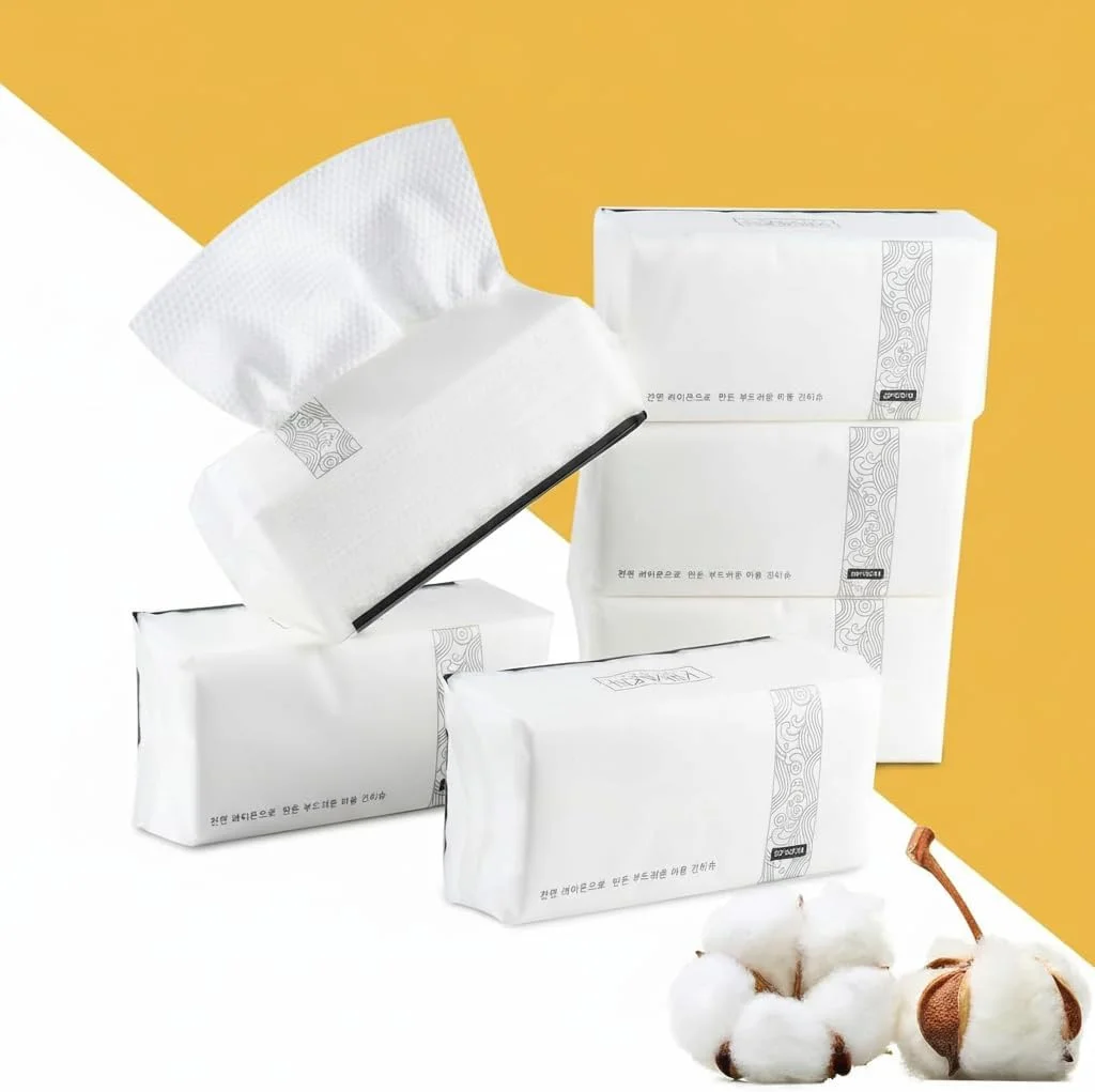 دستمال تمیز کننده صورت NALACAL، 100% پنبه ای بسیار ضخیم یکبار مصرف، دستمال کاغذی صورت بدون پرز برای پاکسازی پوست حساس، مراقبت از پوست و پاک کننده آرایش، دستمال مرطوب خشک (بسته 6 عددی)