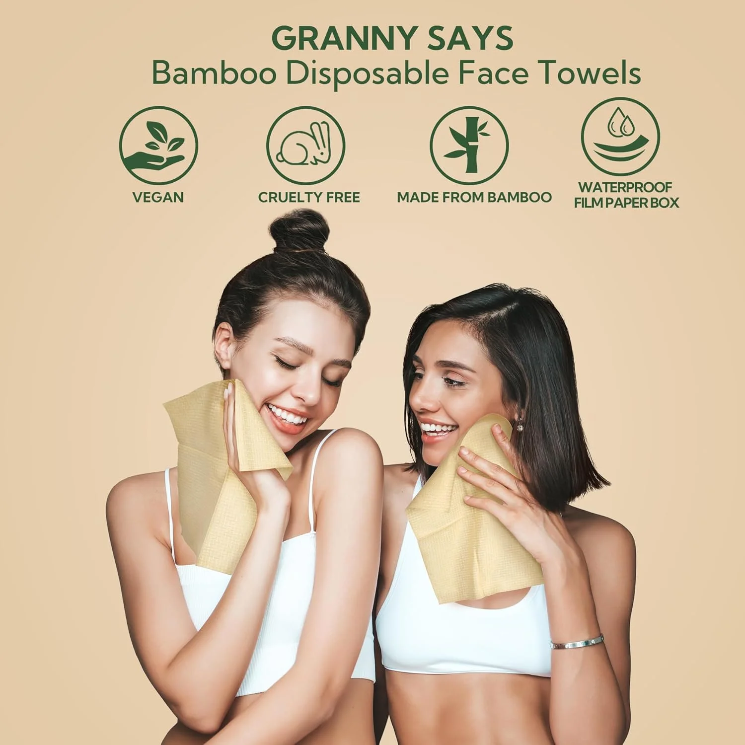 دستمال صورت یکبار مصرف گرنی سیز، 50 عدد دستمال بزرگ صورت، پارچه های صورت یکبار مصرف، دستمال کاغذی بامبو برای پوست چرب، دستمال مرطوب پاک کننده صورت، حوله صورت برای پاک کردن آرایش، پاک کننده صورت