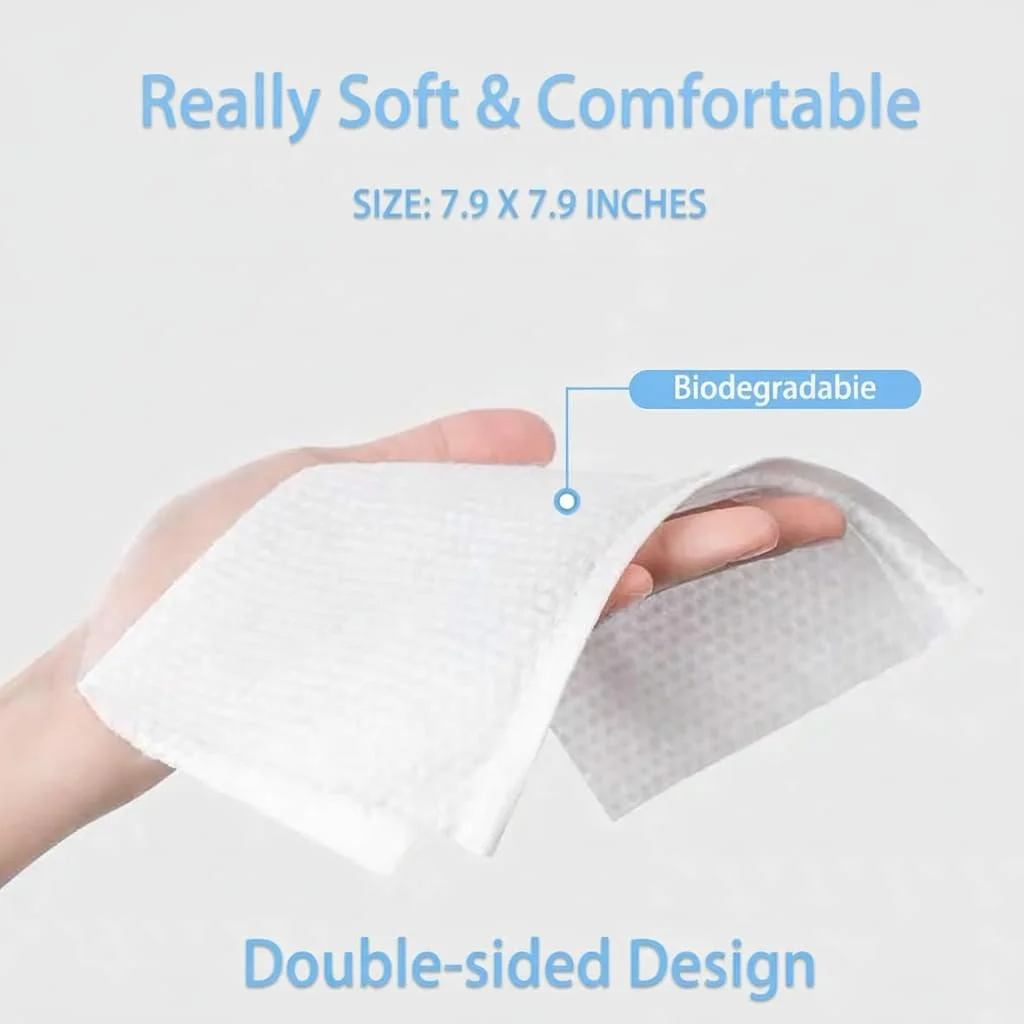 دستمال صورت یکبار مصرف NALACAL، دستمال‌های پنبه‌ای پاک کننده آرایش صورت، دستمال مرطوب پاک کننده روزانه، به آرامی آرایش را پاک می‌کند، بدون پرز برای آرایش صورت پوست حساس، 3 بسته 100 عددی