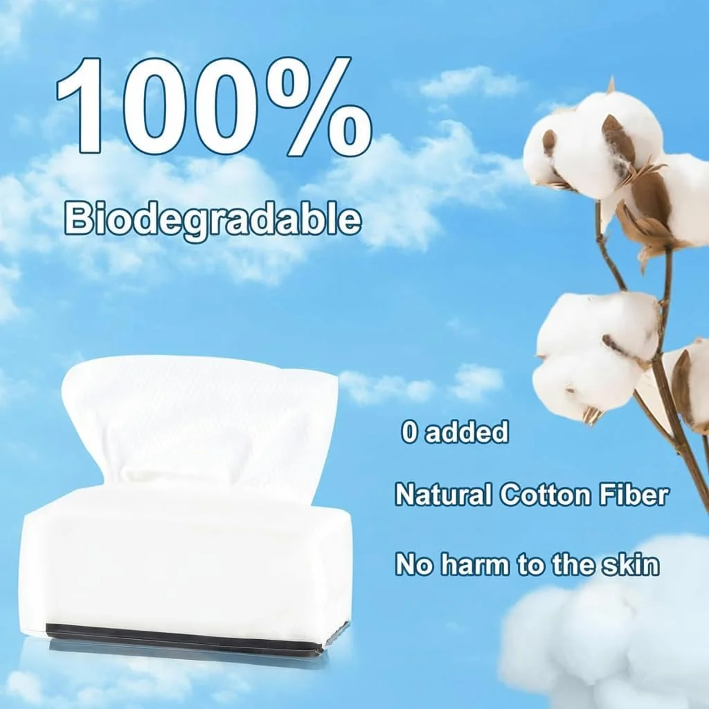 دستمال تمیز کننده صورت NALACAL، 100% پنبه ای بسیار ضخیم یکبار مصرف، دستمال کاغذی صورت بدون پرز برای پاکسازی پوست حساس، مراقبت از پوست و پاک کننده آرایش، دستمال مرطوب خشک (بسته 6 عددی)