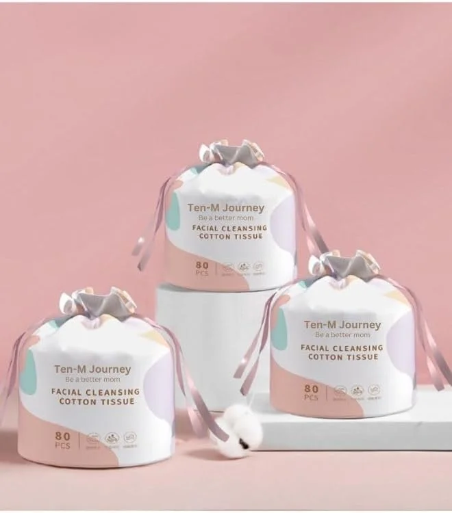 دستمال حوله ای یکبار مصرف صورت، بسیار ضخیم و فوق العاده نرم، دستمال پنبه ای یکبار مصرف بدون پرز، دستمال مرطوب خشک پارچه نبافته برای پوست حساس (3 عدد)