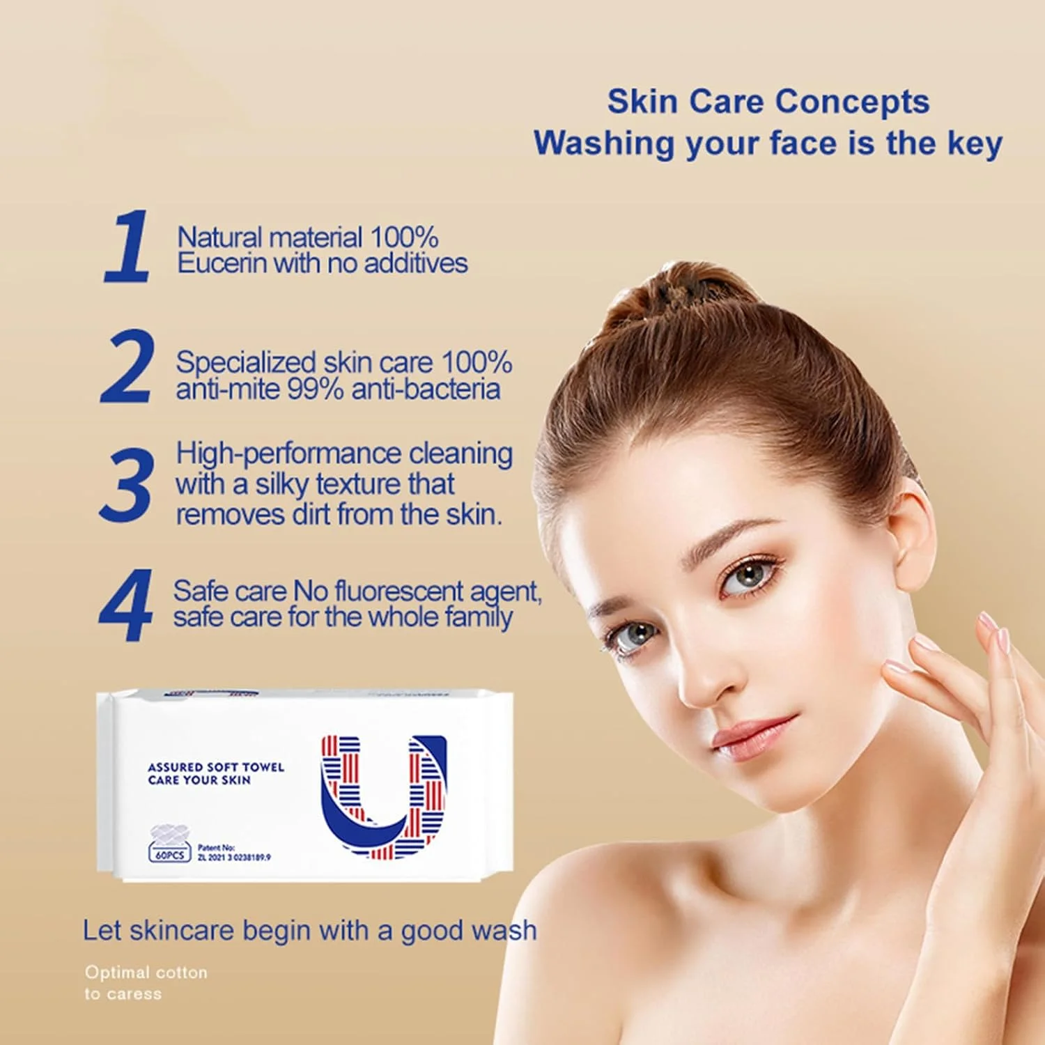 دستمال مرطوب خشک نرم Azonee، حوله صورت یکبار مصرف، حوله کوچک روزانه صورت، استفاده مرطوب و خشک برای پاکسازی پوست، مراقبت از کودک، دستمال کاغذی ضخیم صورت برای پاک کردن آرایش و مراقبت از پوست (2 بسته)