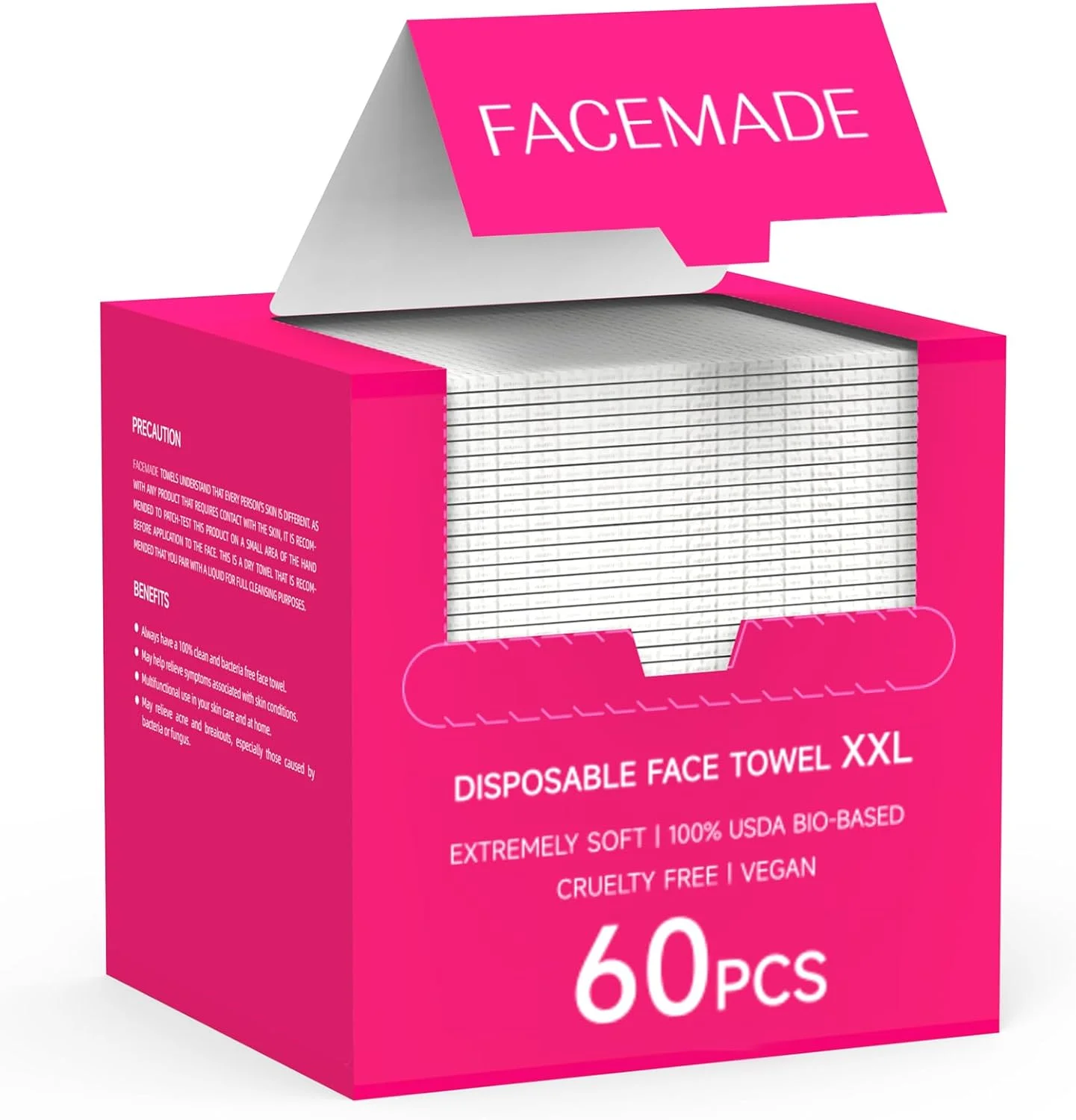 دستمال صورت یکبار مصرف FACEMADE، 60 عددی، سایز خیلی بزرگ، دستمال مرطوب صورت برای آرایش و پاکسازی، فوق العاده نرم و ضخیم، 100% زیست تخریب پذیر، گل رز دستمال صورت یکبار مصرف FACEMADE، 60 عددی، سایز خیلی بزرگ، دستمال مرطوب صورت برای آرایش و پاکسازی، فوق العاده نرم و ضخیم، 100% زیست تخریب پذیر، گل رز