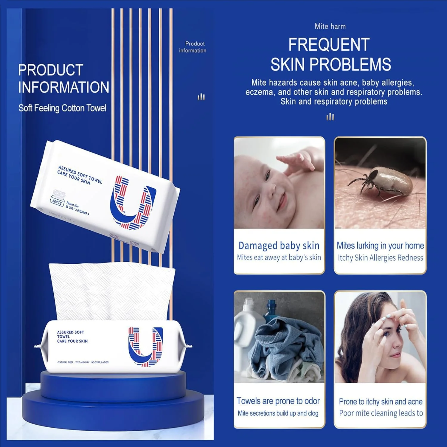 دستمال مرطوب خشک نرم Azonee، حوله صورت یکبار مصرف، حوله کوچک روزانه صورت، استفاده مرطوب و خشک برای پاکسازی پوست، مراقبت از کودک، دستمال کاغذی ضخیم صورت برای پاک کردن آرایش و مراقبت از پوست (2 بسته)