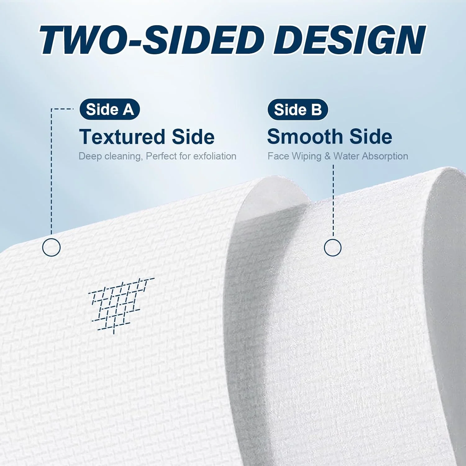 دستمال صورت یکبار مصرف، دستمال مرطوب صورت سایز خیلی بزرگ، دستمال خشک 100% الیاف ویسکوز، دستمال پاک کننده آرایش فوق العاده نرم و ضخیم، پارچه صورت برای شستشوی صورت، مراقبت از پوست، مسافرت، 50 عدد (1 بسته)