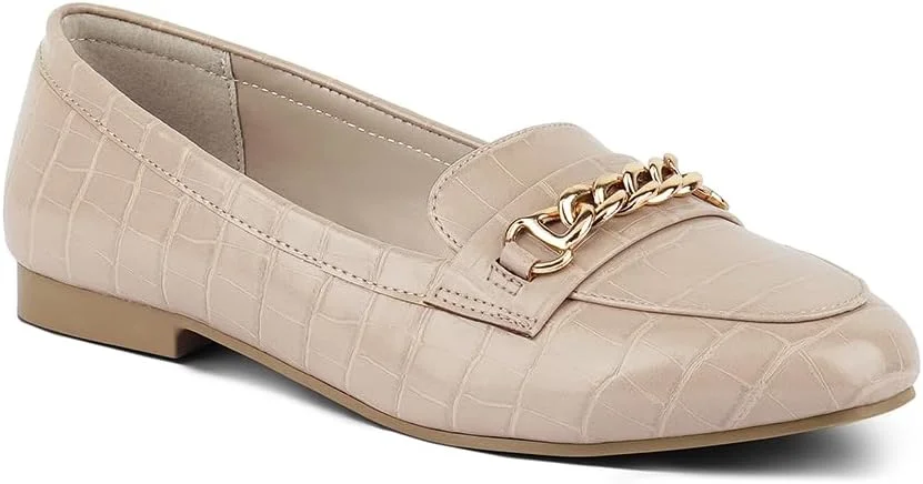 کالج زنانه لاندن رگ با جزئیات زنجیر طلایی، رنگ بژ، سایز 40 اروپا