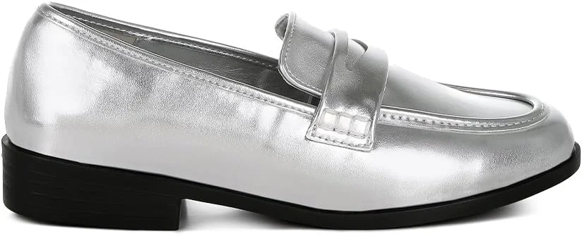 کالج تخت زنانه لاندن رگ، چرم مصنوعی متالیک، سایز 36، نقره ای