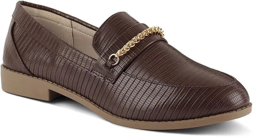 کالج های پاشنه کوتاه زنانه لاندن رگ، تزئین شده با زنجیر طلایی