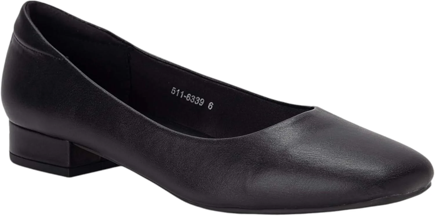 کفش پاشنه کوتاه قالبی زنانه چرم مشکی