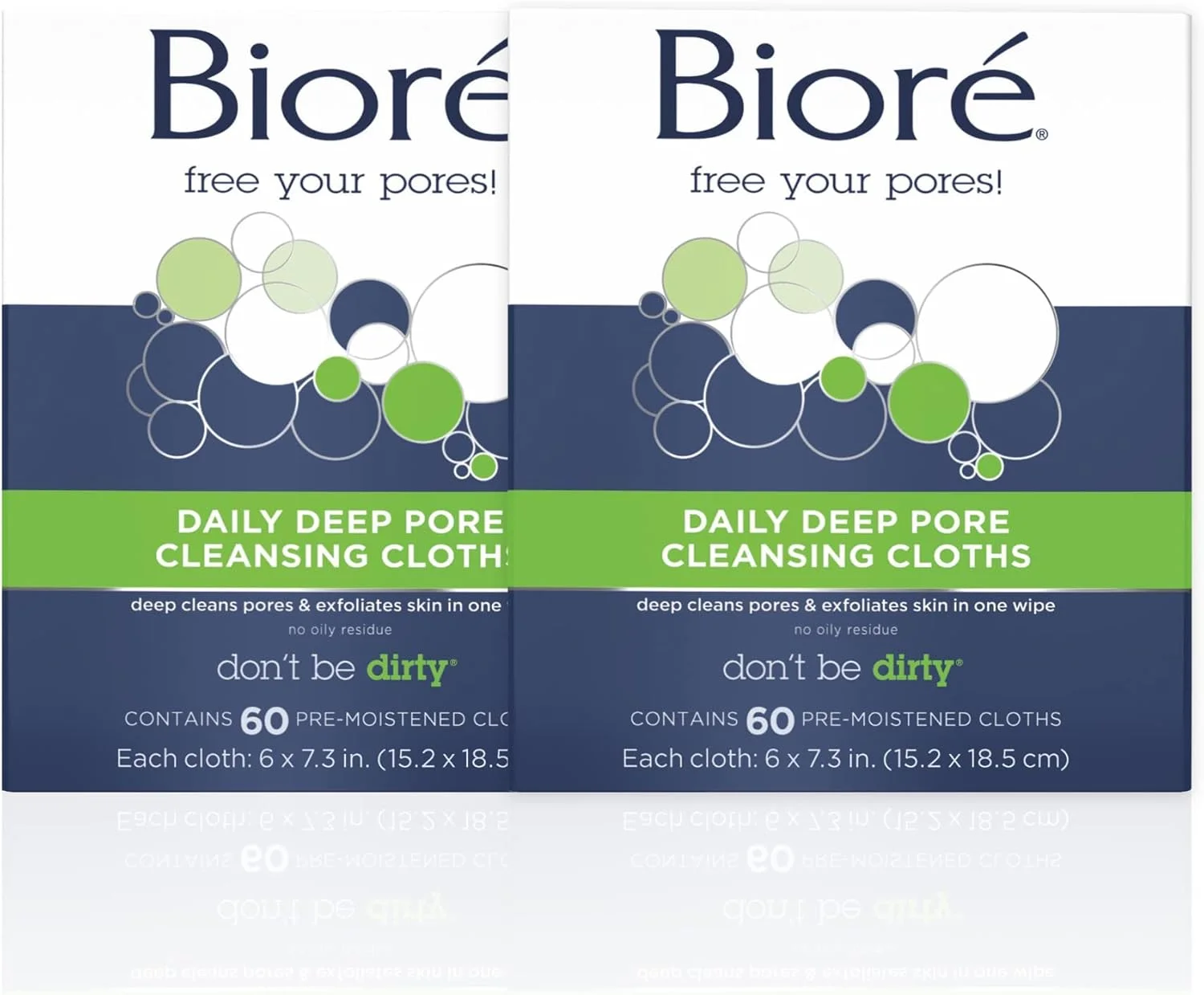 دستمال مرطوب پاک کننده آرایش روزانه بایور، دستمال های پاک کننده صورت با الیاف جذب کننده آلودگی برای پاکسازی عمیق منافذ بدون باقی مانده چربی، 60 عدد (بسته 2 عددی)