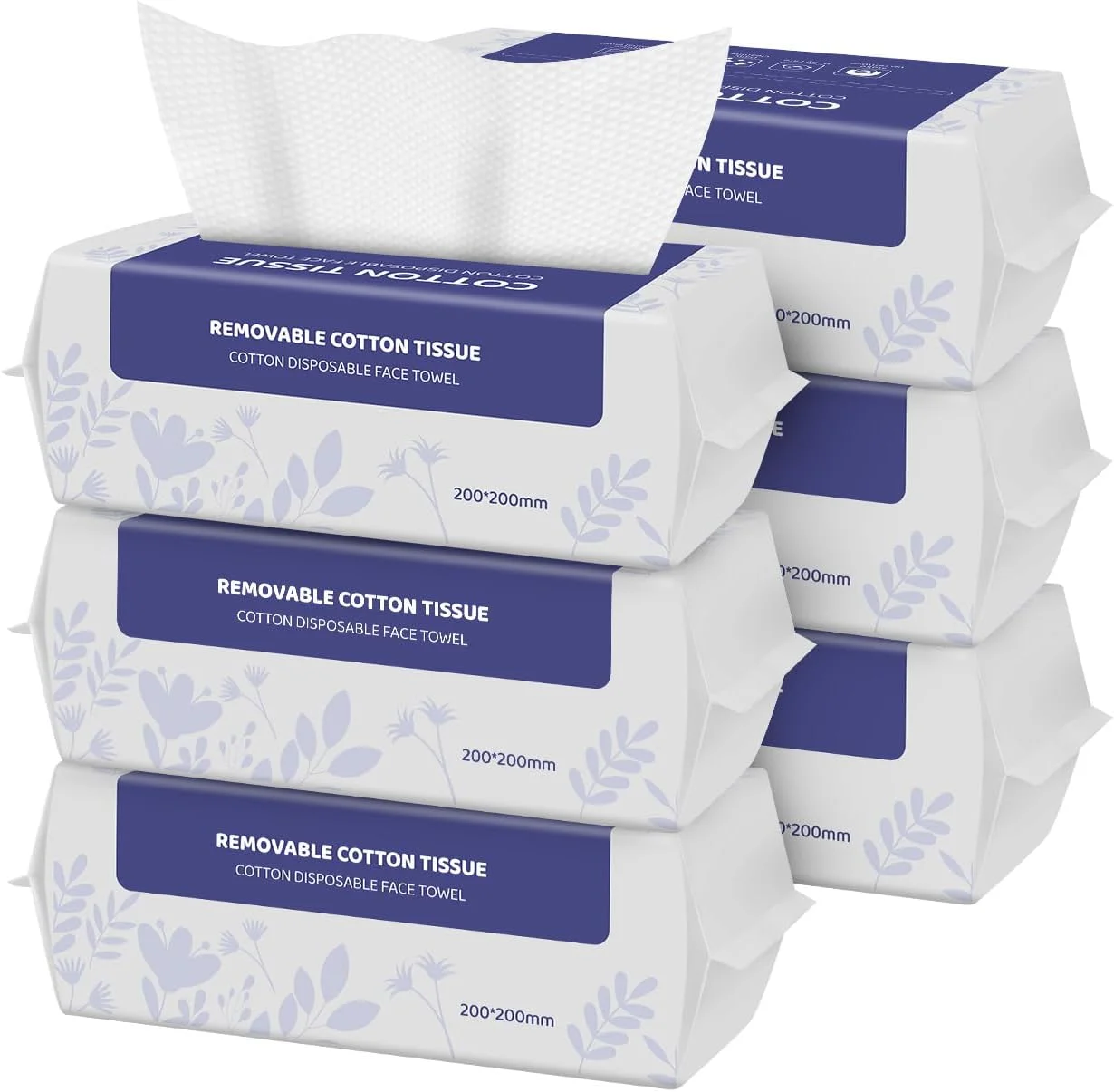 دستمال صورت یکبار مصرف، دستمال مرطوب خشک پنبه ای نرم، بدون پرز، دستمال کاغذی صورت برای مراقبت از پوست، پاک کننده صورت، دستمال مرطوب آرایشی، دستمال پاک کننده آرایش، ضخیم و فوق العاده جاذب (بسته 6 عددی، 7.9 x 7.9)