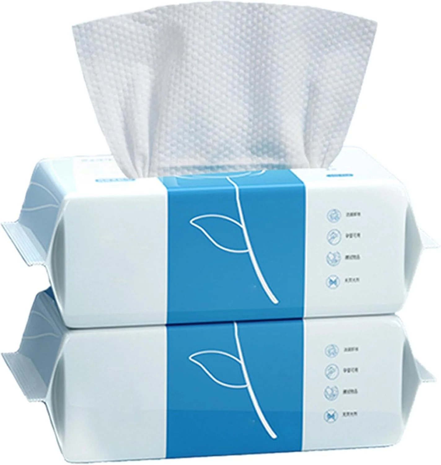 دستمال صورت یکبار مصرف، 2 بسته، دستمال مرطوب صورت 100% پنبه، نرم و بدون پرز، برای پوست حساس، پاک کننده صورت، پاک کننده آرایش، تمیز کننده سطوح (2 بسته (100 عدد در هر بسته))